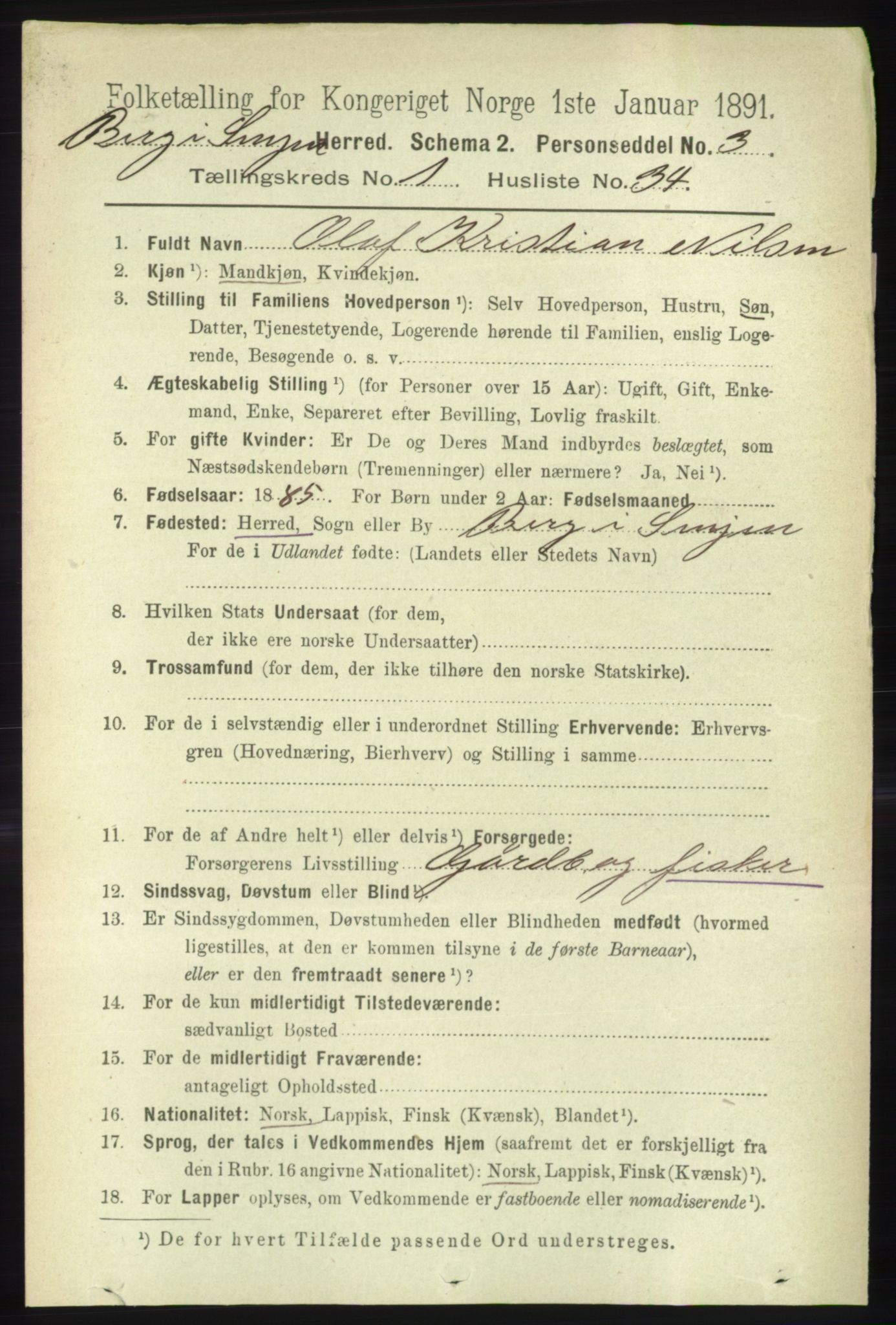 RA, 1891 census for 1929 Berg, 1891, p. 282