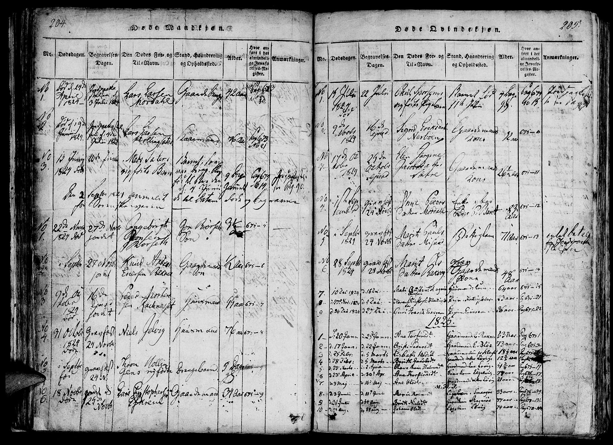 Ministerialprotokoller, klokkerbøker og fødselsregistre - Møre og Romsdal, SAT/A-1454/560/L0718: Parish register (official) no. 560A02, 1817-1844, p. 204-205