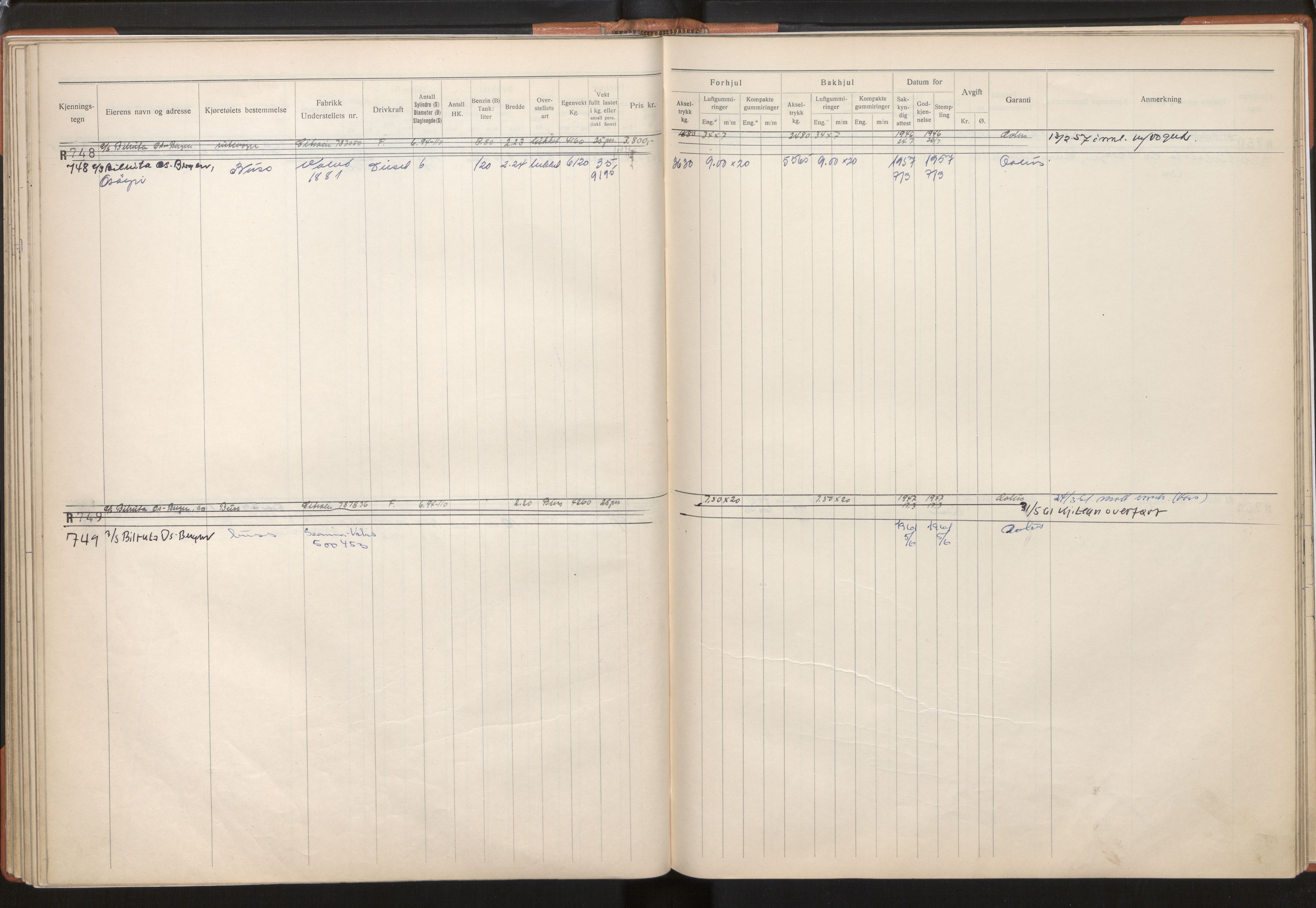 Statens vegvesen, Hordaland vegkontor, AV/SAB-A-5201/2/O/Oa/L0003: Bil - R600-845, 1915-1970