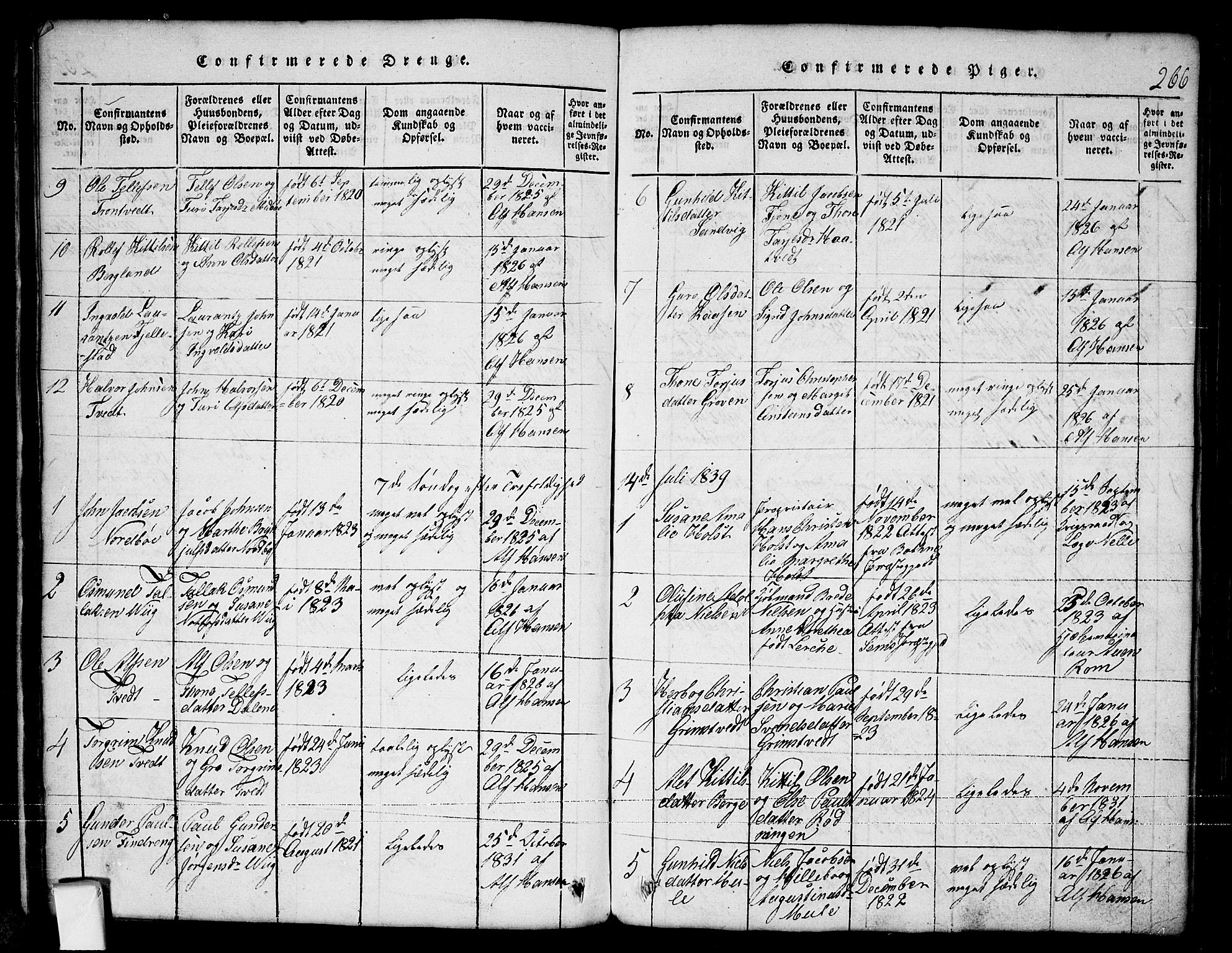 Nissedal kirkebøker, SAKO/A-288/G/Ga/L0001: Parish register (copy) no. I 1, 1814-1860, p. 266