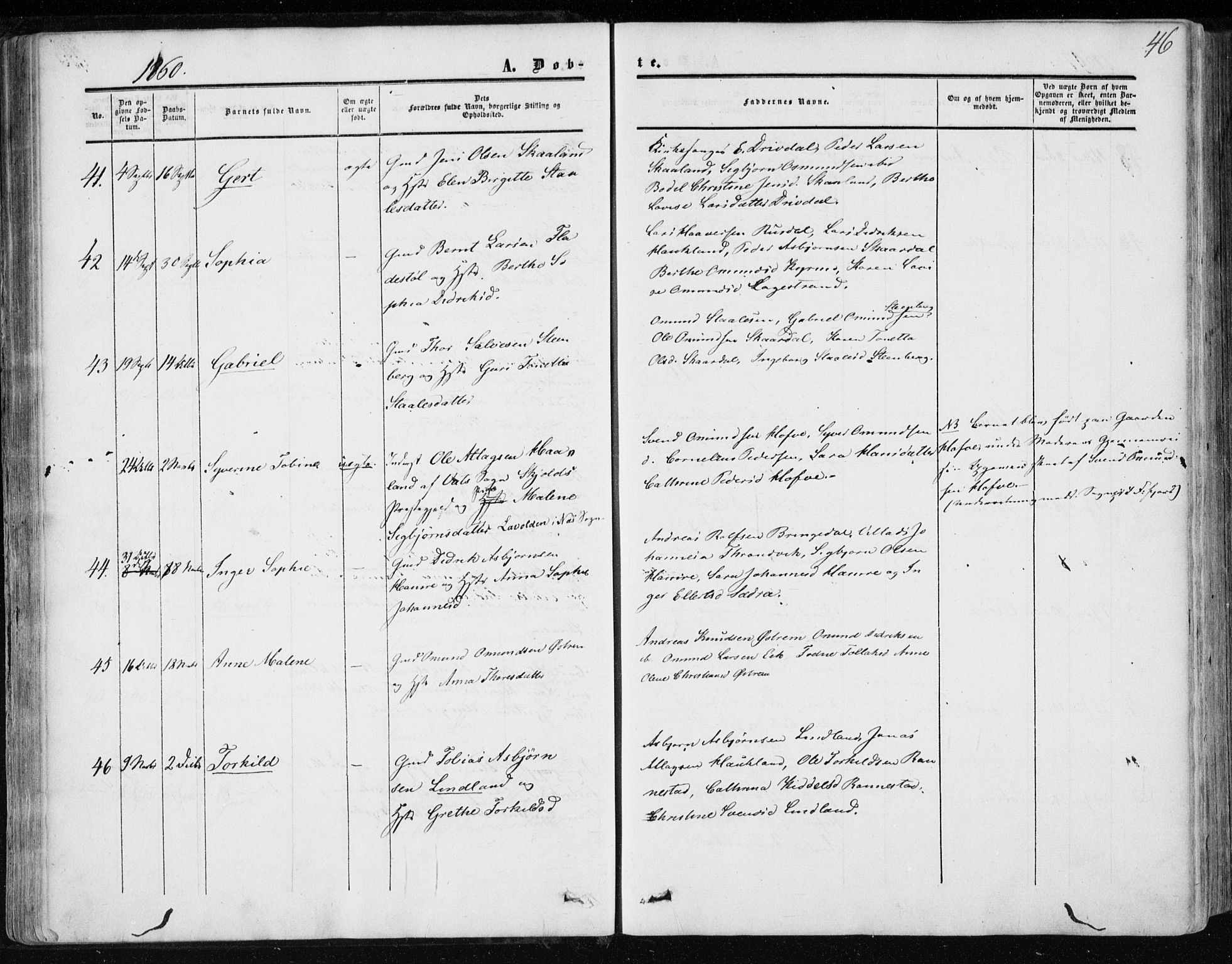 Lund sokneprestkontor, AV/SAST-A-101809/S06/L0009: Parish register (official) no. A 8, 1853-1877, p. 46