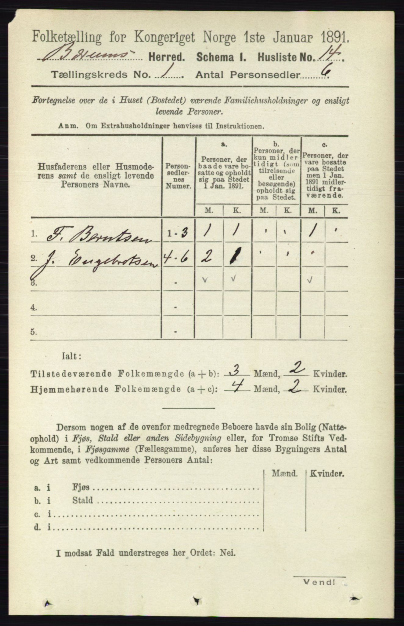 RA, 1891 census for 0219 Bærum, 1891, p. 56