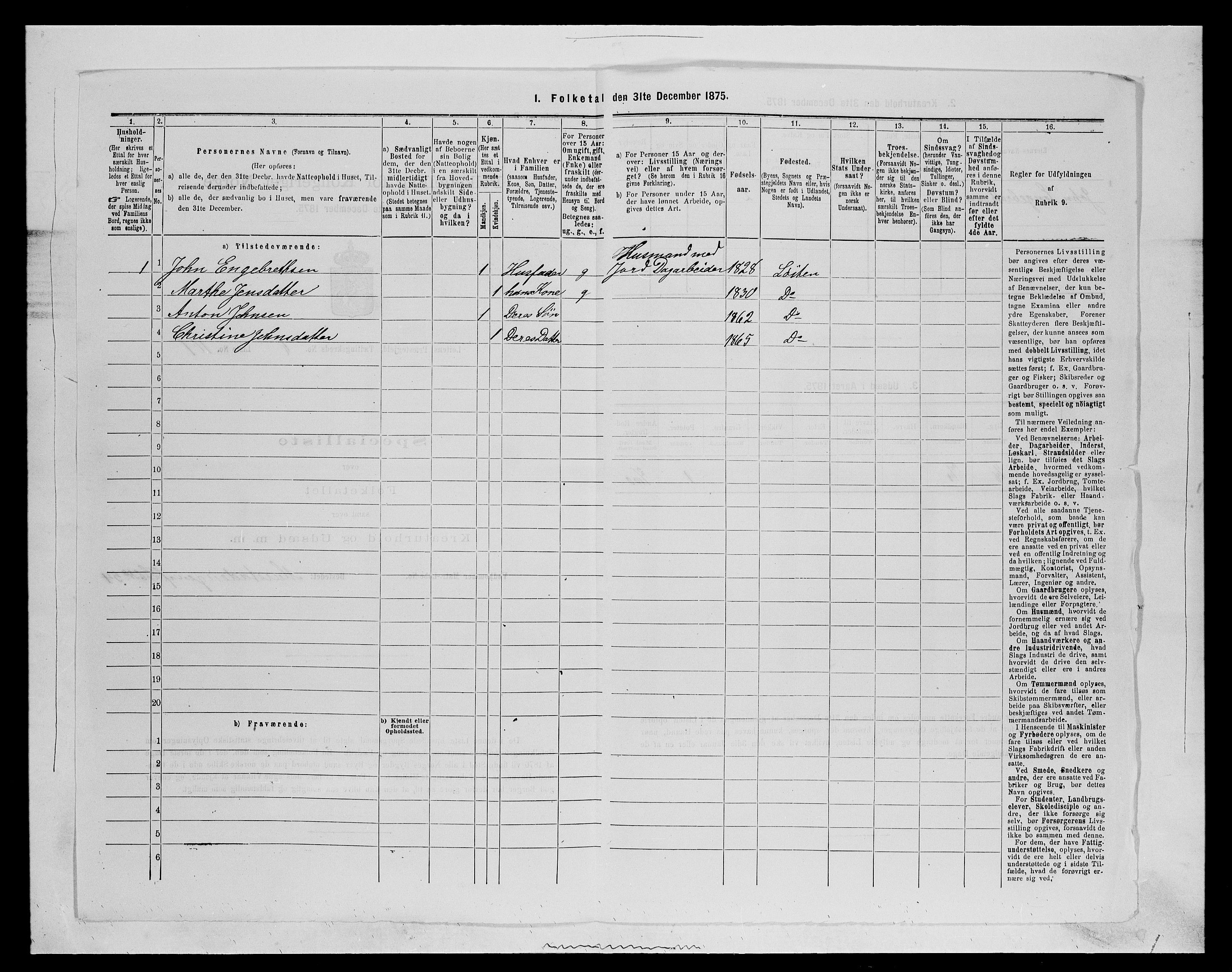 SAH, 1875 census for 0415P Løten, 1875, p. 1465