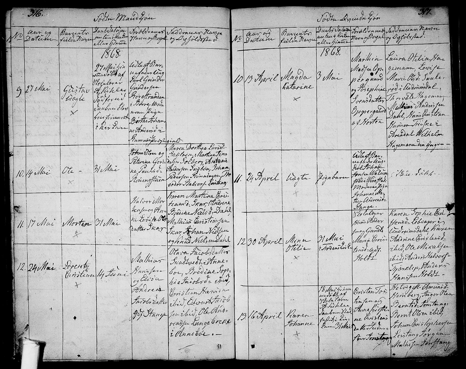 Ramnes kirkebøker, AV/SAKO-A-314/G/Ga/L0002: Parish register (copy) no. I 2, 1848-1870, p. 316-317