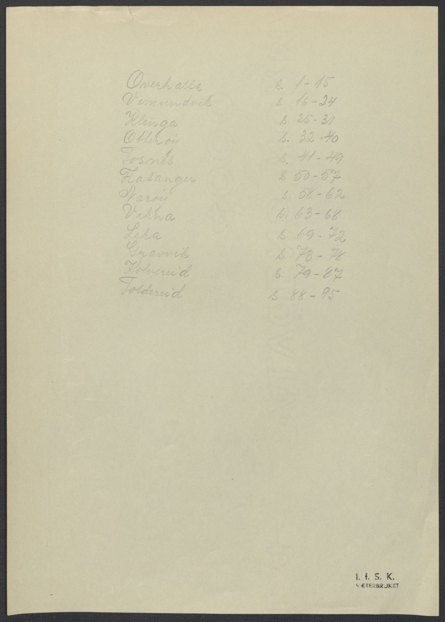 Instituttet for sammenlignende kulturforskning, RA/PA-0424/F/Fc/L0015/0003: Eske B15: / Nord-Trøndelag (perm XLIV-XLV), 1933-1939