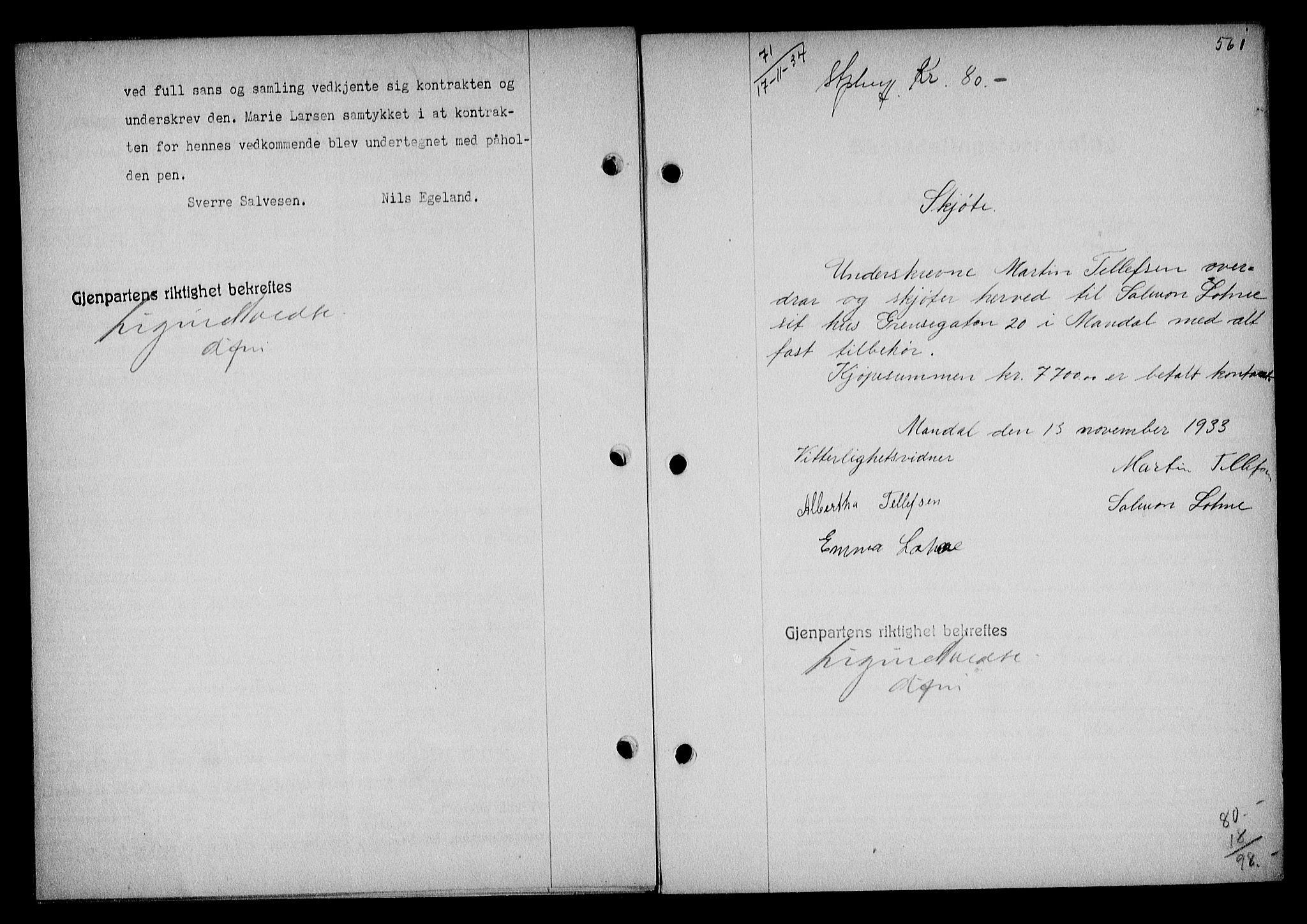 Mandal sorenskriveri, SAK/1221-0005/001/G/Gb/Gba/L0068: Mortgage book no. A-5, 1934-1935, Deed date: 17.11.1934