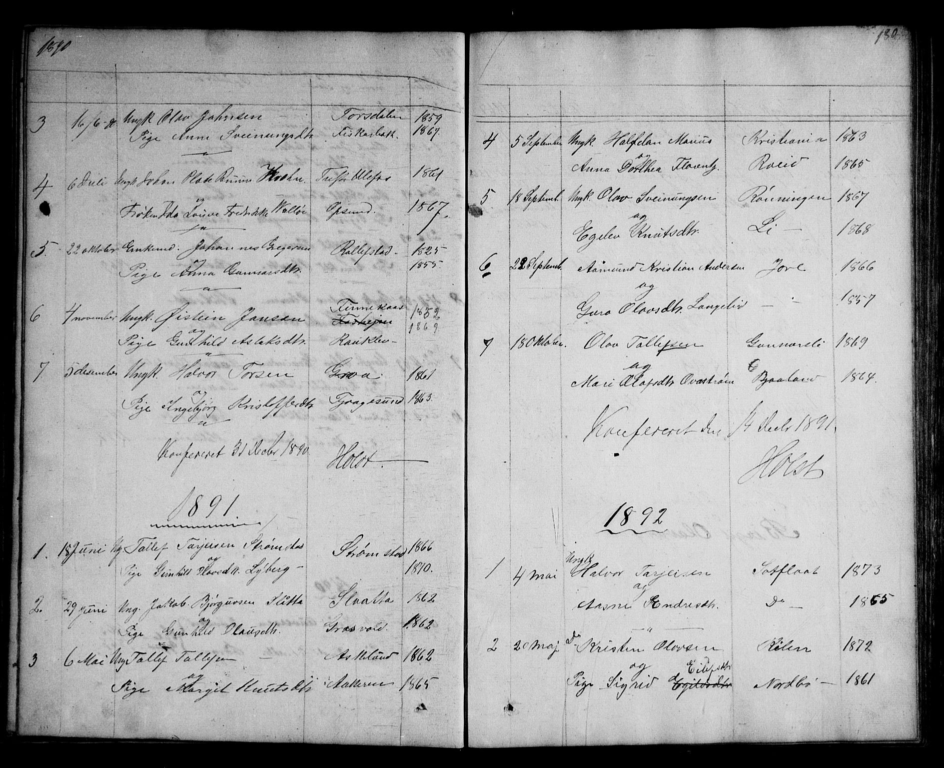 Kviteseid kirkebøker, SAKO/A-276/G/Ga/L0001: Parish register (copy) no. I 1, 1850-1893, p. 180