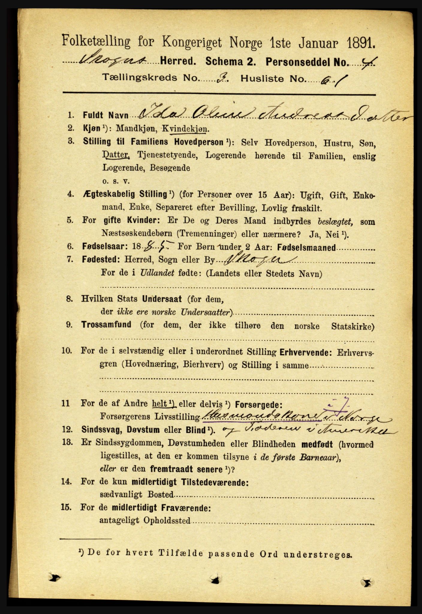 RA, 1891 census for 1719 Skogn, 1891, p. 1977