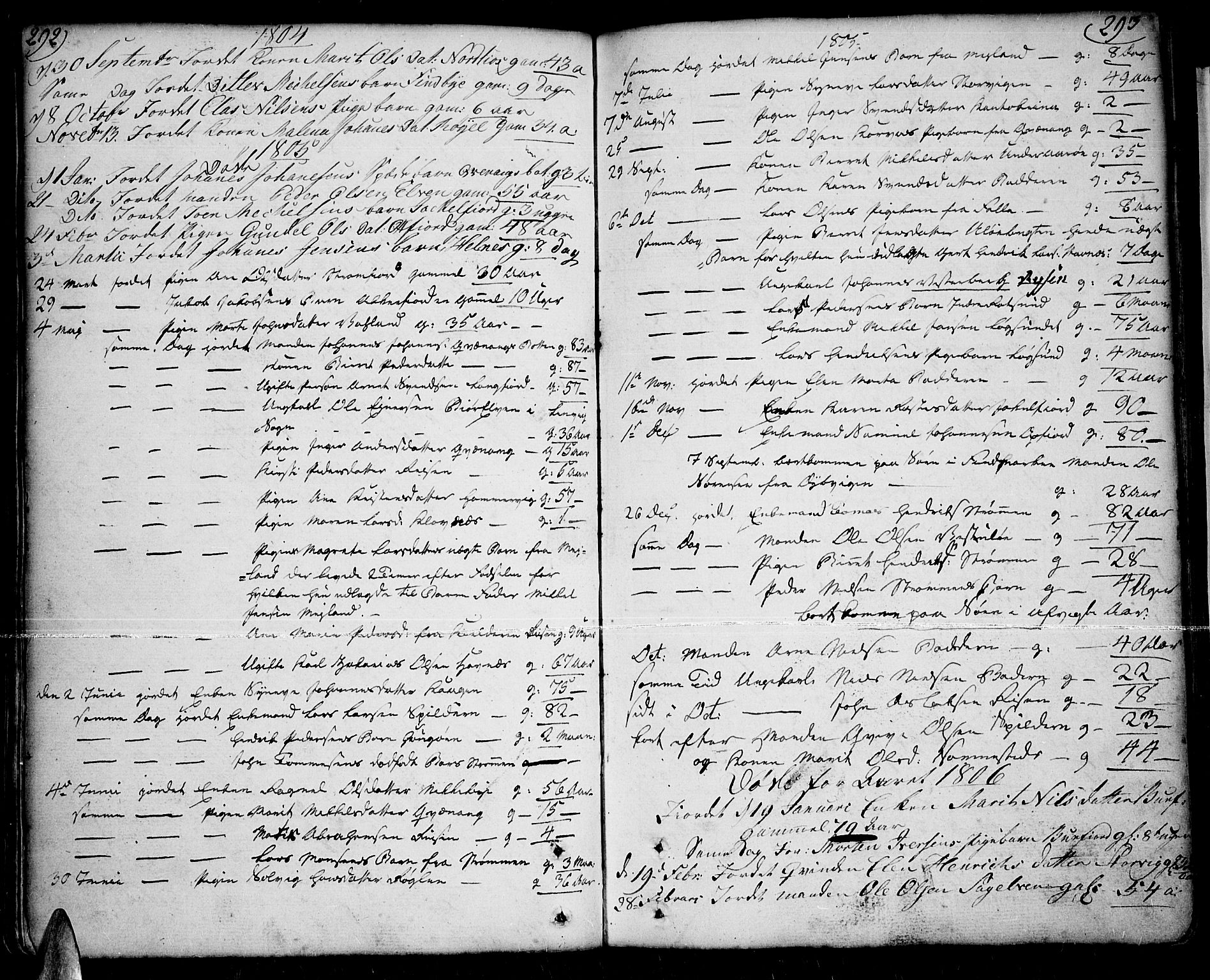 Skjervøy sokneprestkontor, SATØ/S-1300/H/Ha/Haa/L0002kirke: Parish register (official) no. 2, 1781-1817, p. 292-293