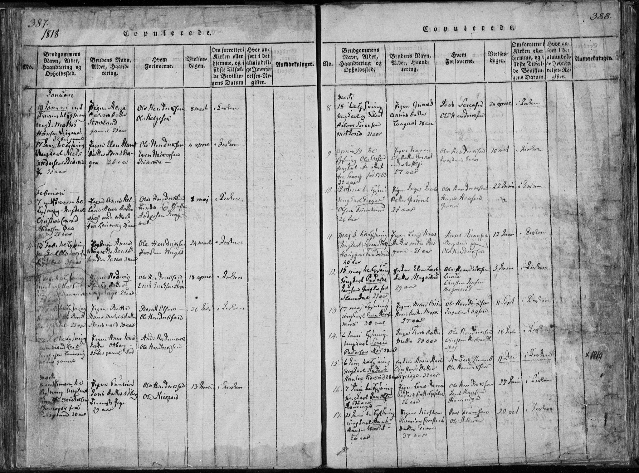 Hedrum kirkebøker, AV/SAKO-A-344/F/Fa/L0004: Parish register (official) no. I 4, 1817-1835, p. 387-388