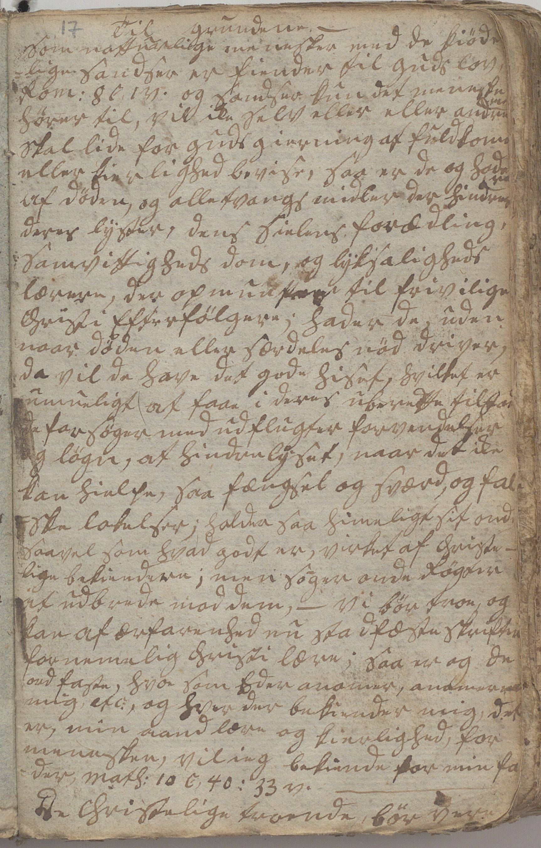 Heggtveitsamlingen, TMF/A-1007/H/L0046/0007: Brev, kopibøker, prekener, manus etc.  / "Fossem" - Kopibok. Sanger og brev, 1800-1802, p. 17