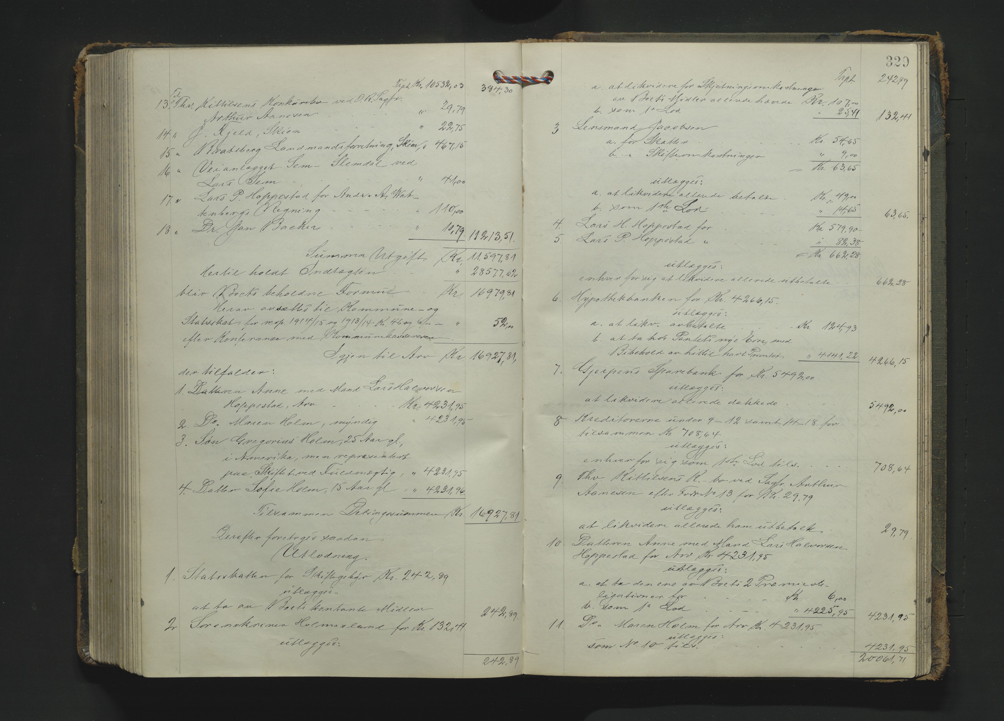 Gjerpen sorenskriveri, SAKO/A-216/H/Hb/Hbc/Hbca/L0004: Skifteutlodningsprotokoll, Sorenskriveriet, 1904-1916, p. 328b-329a