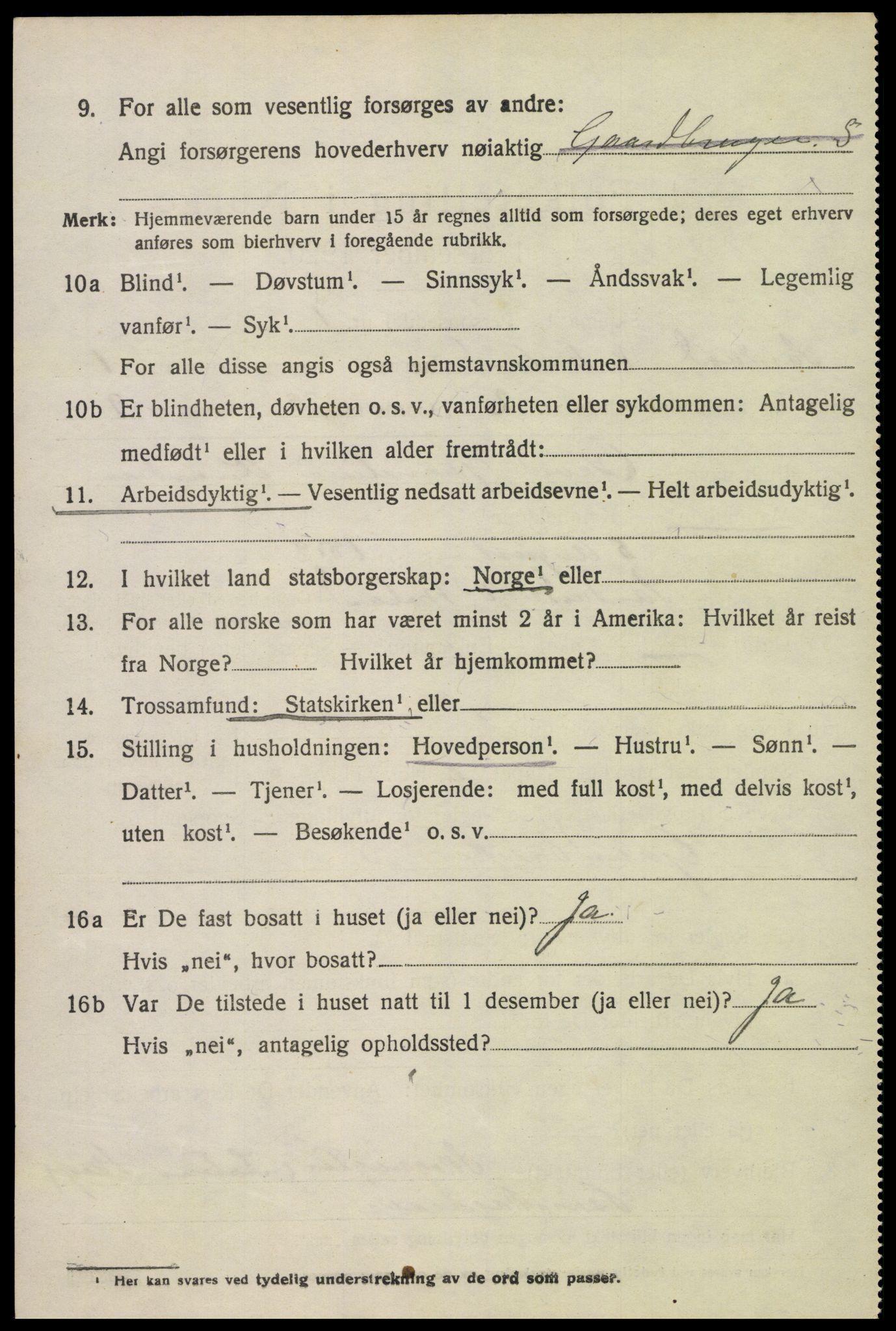 SAK, 1920 census for Vestre Moland, 1920, p. 1054