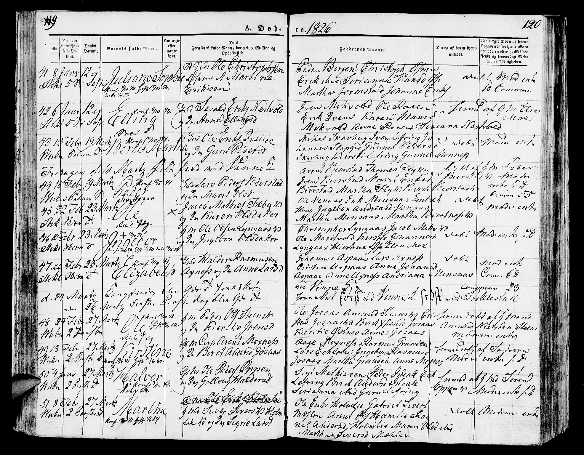 Ministerialprotokoller, klokkerbøker og fødselsregistre - Nord-Trøndelag, SAT/A-1458/723/L0237: Parish register (official) no. 723A06, 1822-1830, p. 119-120