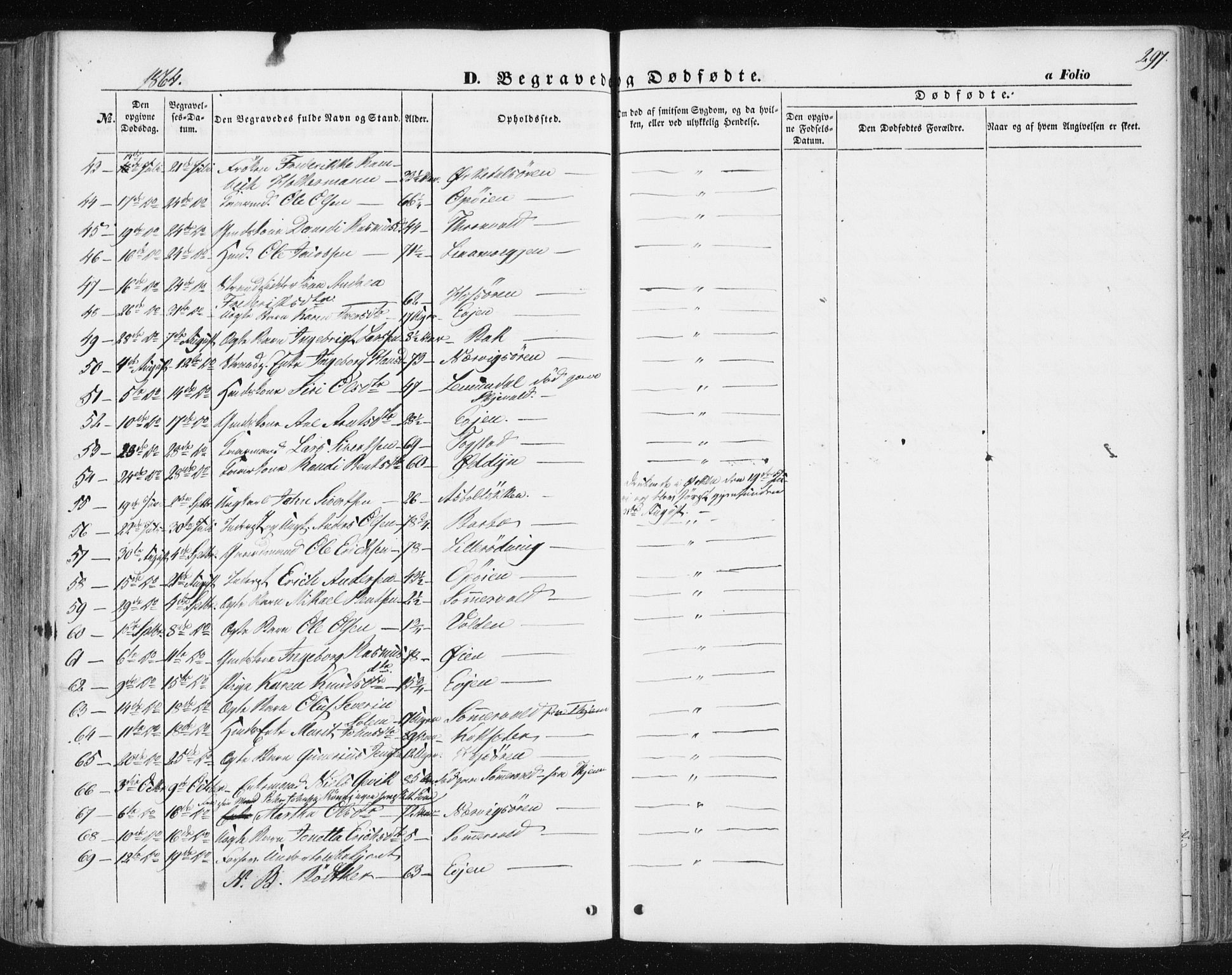 Ministerialprotokoller, klokkerbøker og fødselsregistre - Sør-Trøndelag, AV/SAT-A-1456/668/L0806: Parish register (official) no. 668A06, 1854-1869, p. 297