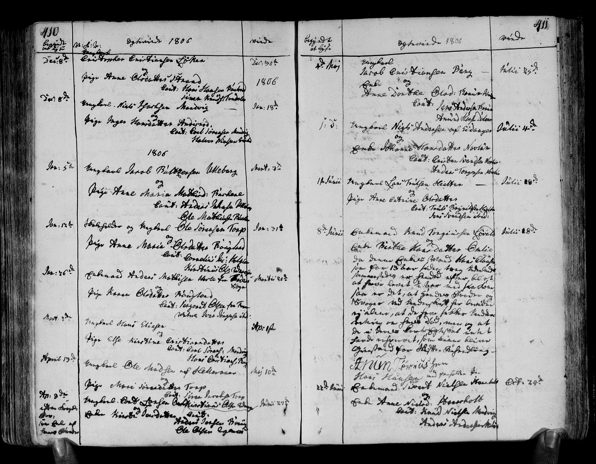 Brunlanes kirkebøker, AV/SAKO-A-342/F/Fa/L0002: Parish register (official) no. I 2, 1802-1834, p. 410-411