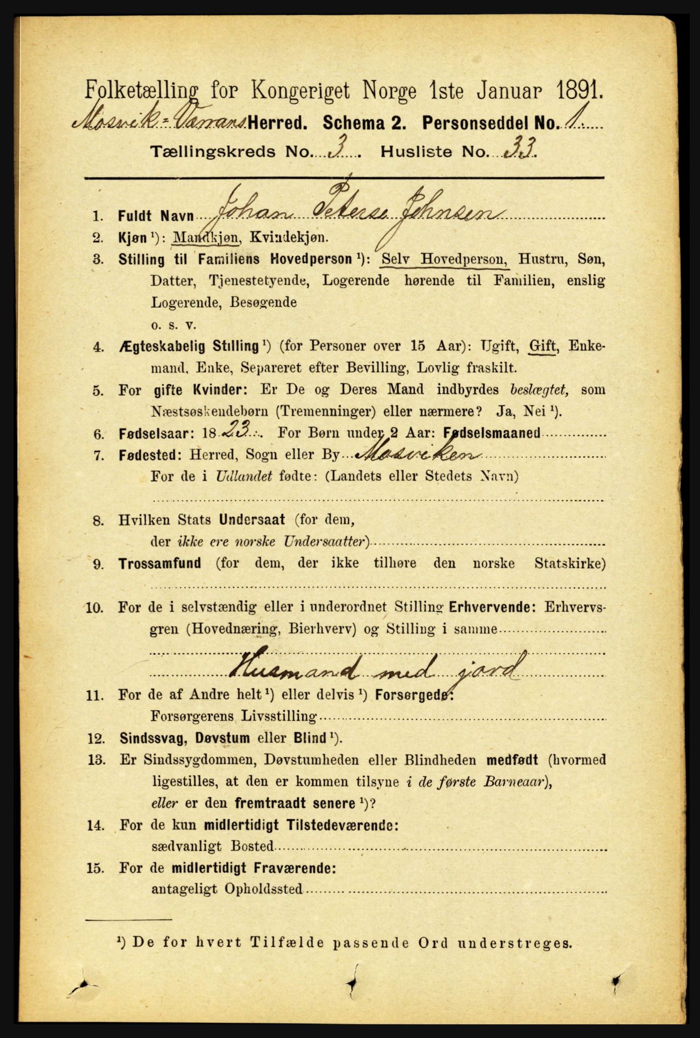 RA, 1891 census for 1723 Mosvik og Verran, 1891, p. 1137