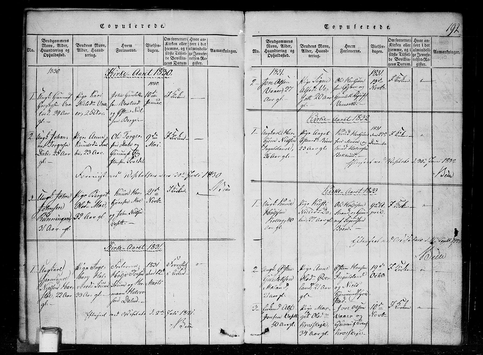 Tinn kirkebøker, SAKO/A-308/G/Gc/L0001: Parish register (copy) no. III 1, 1815-1879, p. 192