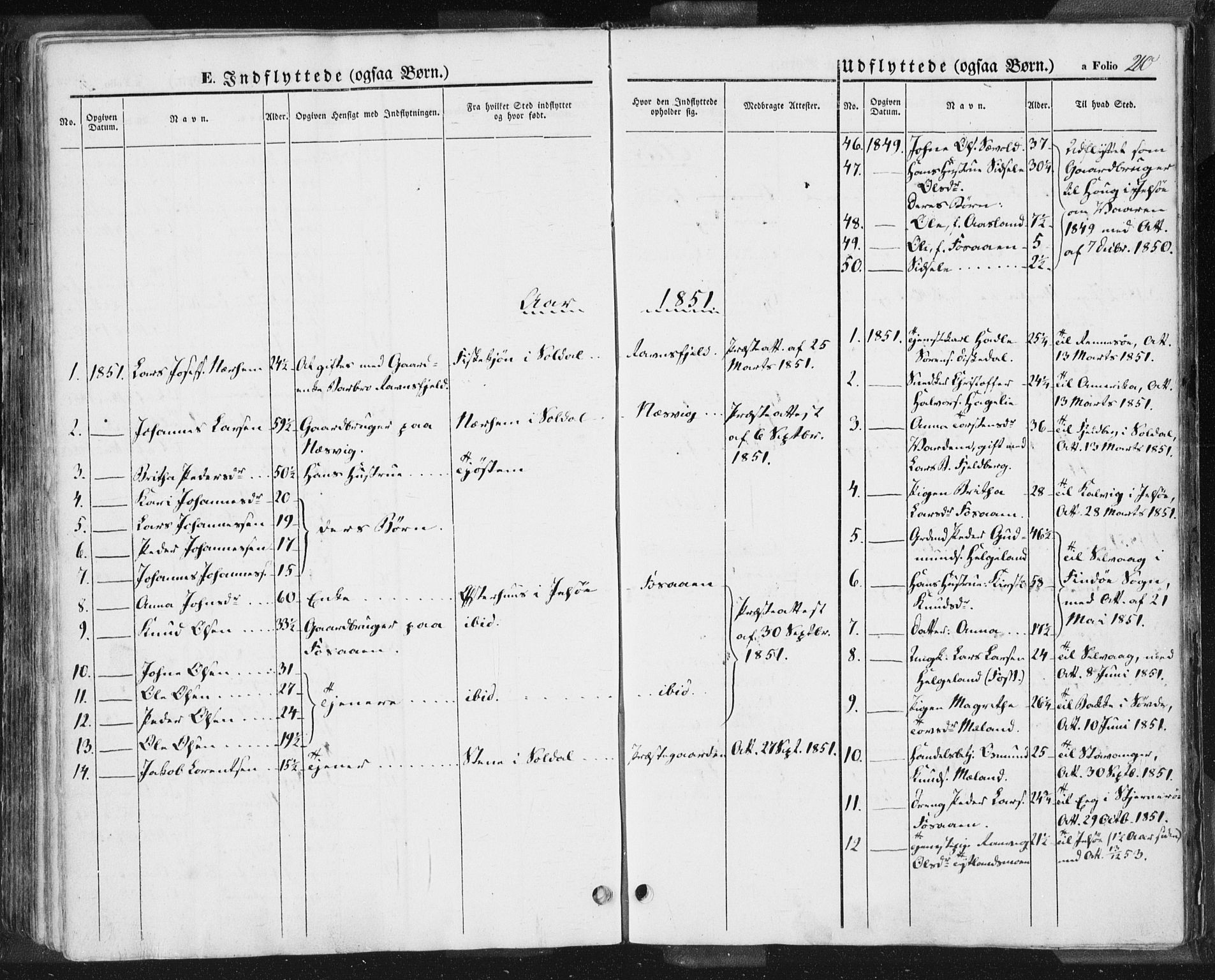 Hjelmeland sokneprestkontor, AV/SAST-A-101843/01/IV/L0009: Parish register (official) no. A 9, 1846-1860, p. 210