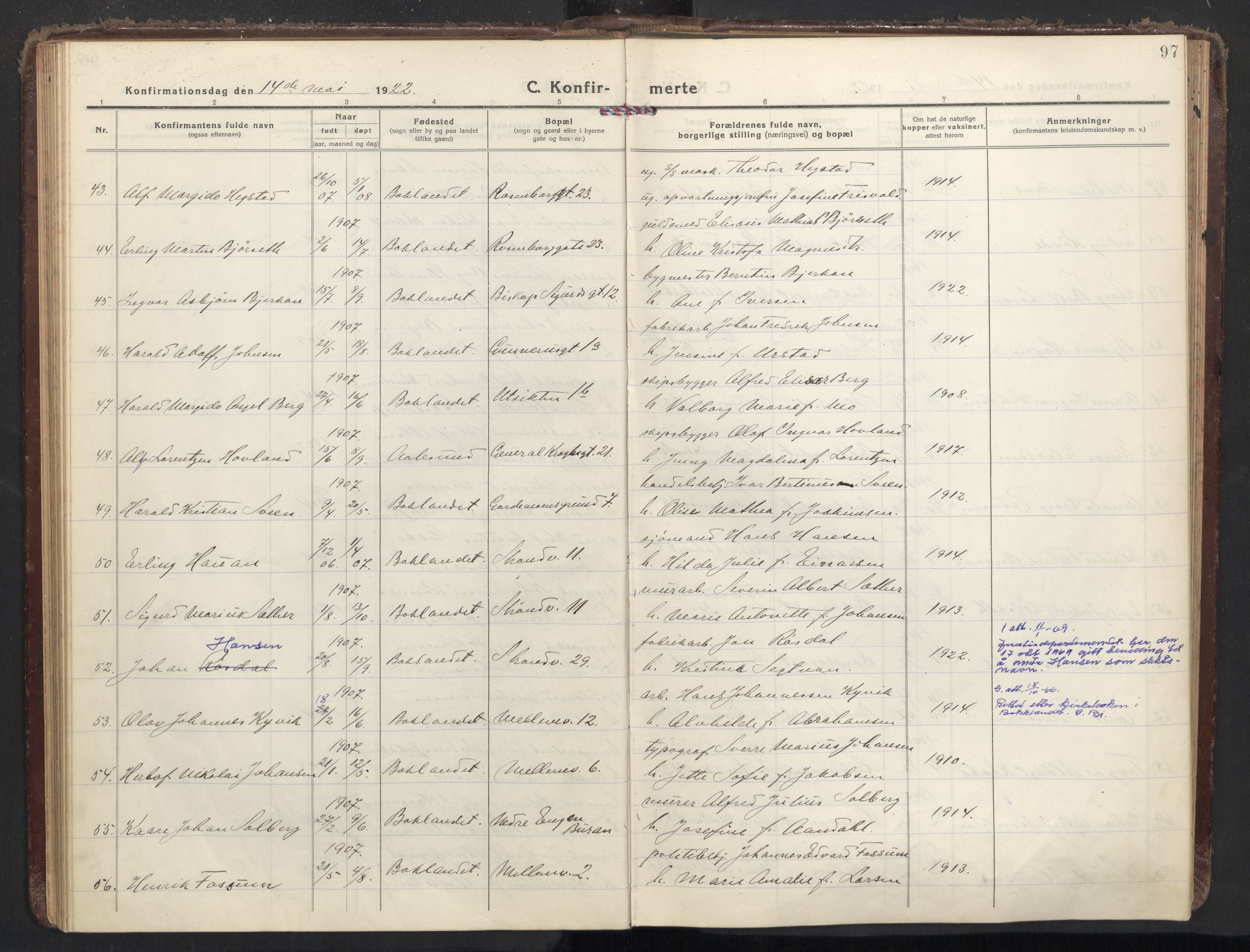 Ministerialprotokoller, klokkerbøker og fødselsregistre - Sør-Trøndelag, SAT/A-1456/605/L0247: Parish register (official) no. 605A09, 1918-1930, p. 97