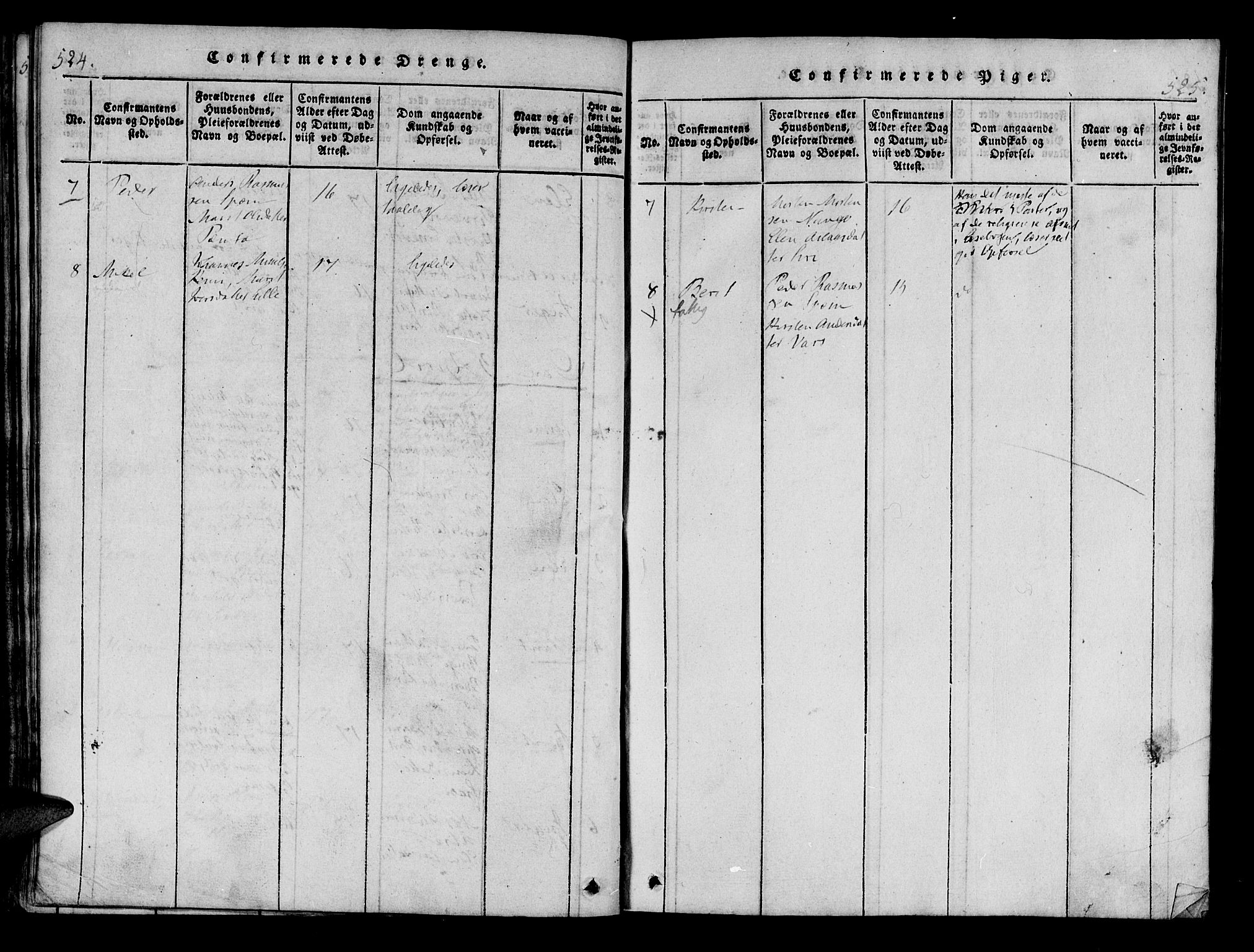 Kistrand/Porsanger sokneprestembete, AV/SATØ-S-1351/H/Ha/L0010.kirke: Parish register (official) no. 10, 1821-1842, p. 524-525