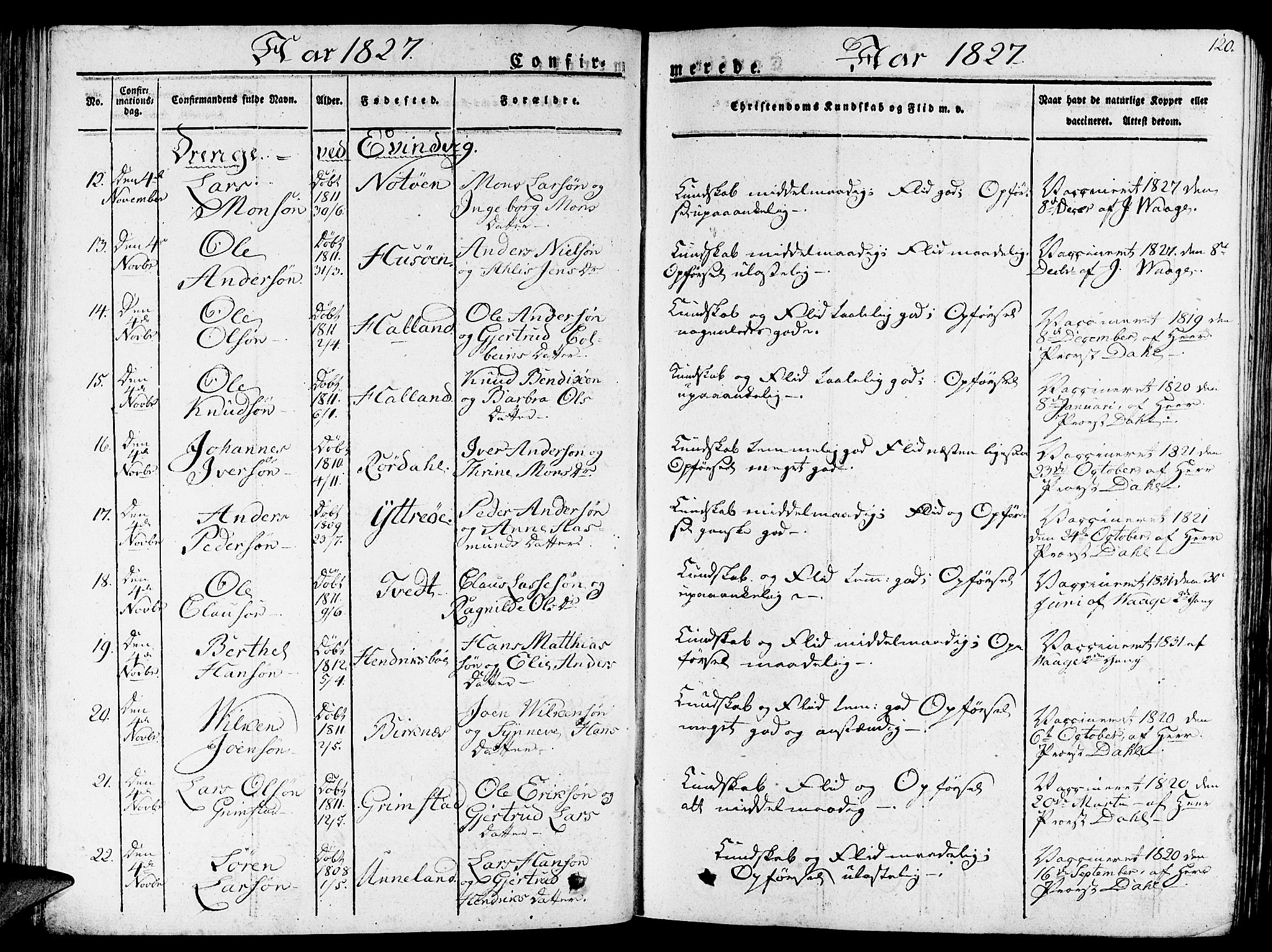 Gulen sokneprestembete, SAB/A-80201/H/Haa/Haaa/L0019: Parish register (official) no. A 19, 1826-1836, p. 120