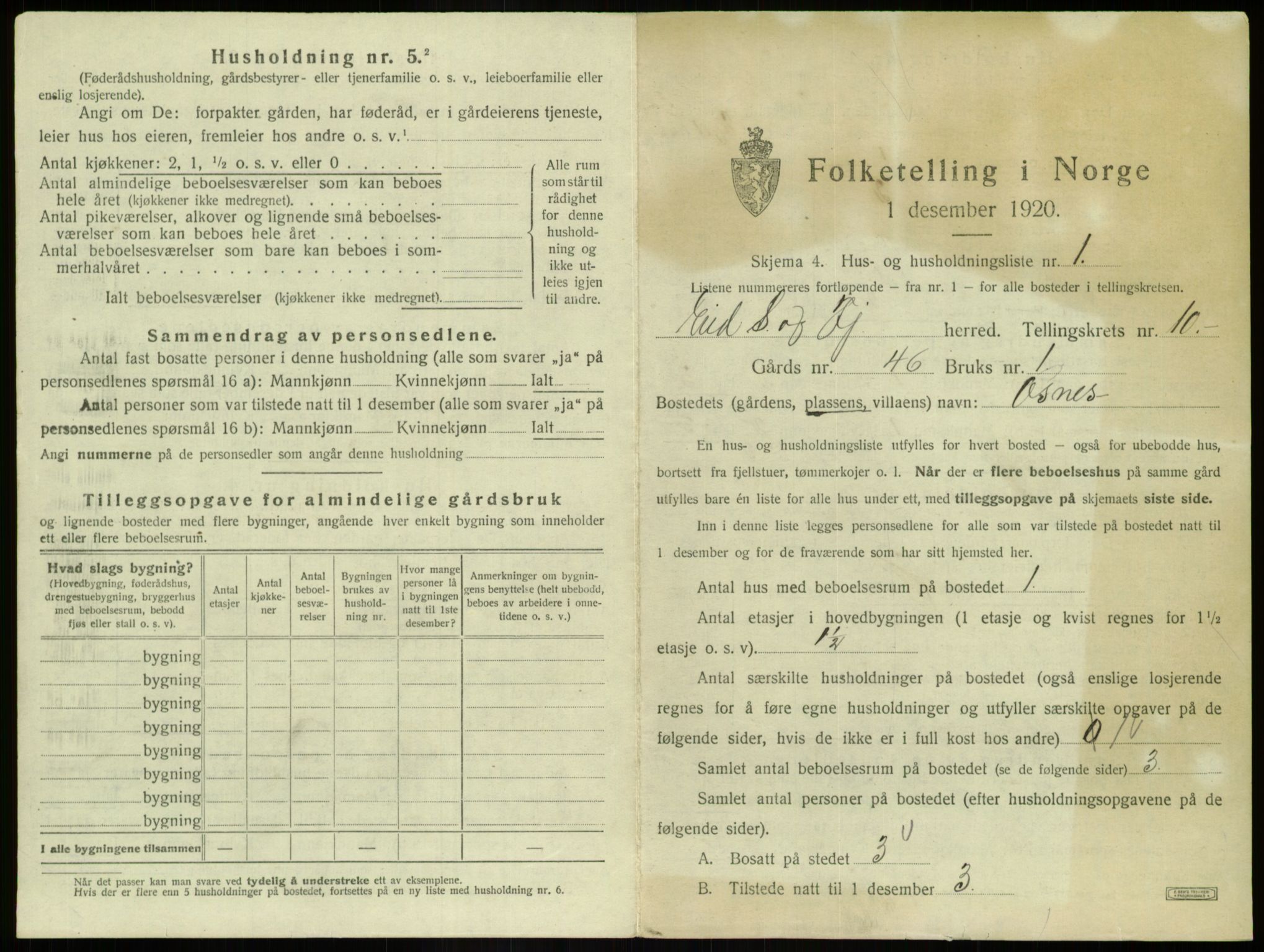 SAB, 1920 census for Eid, 1920, p. 672