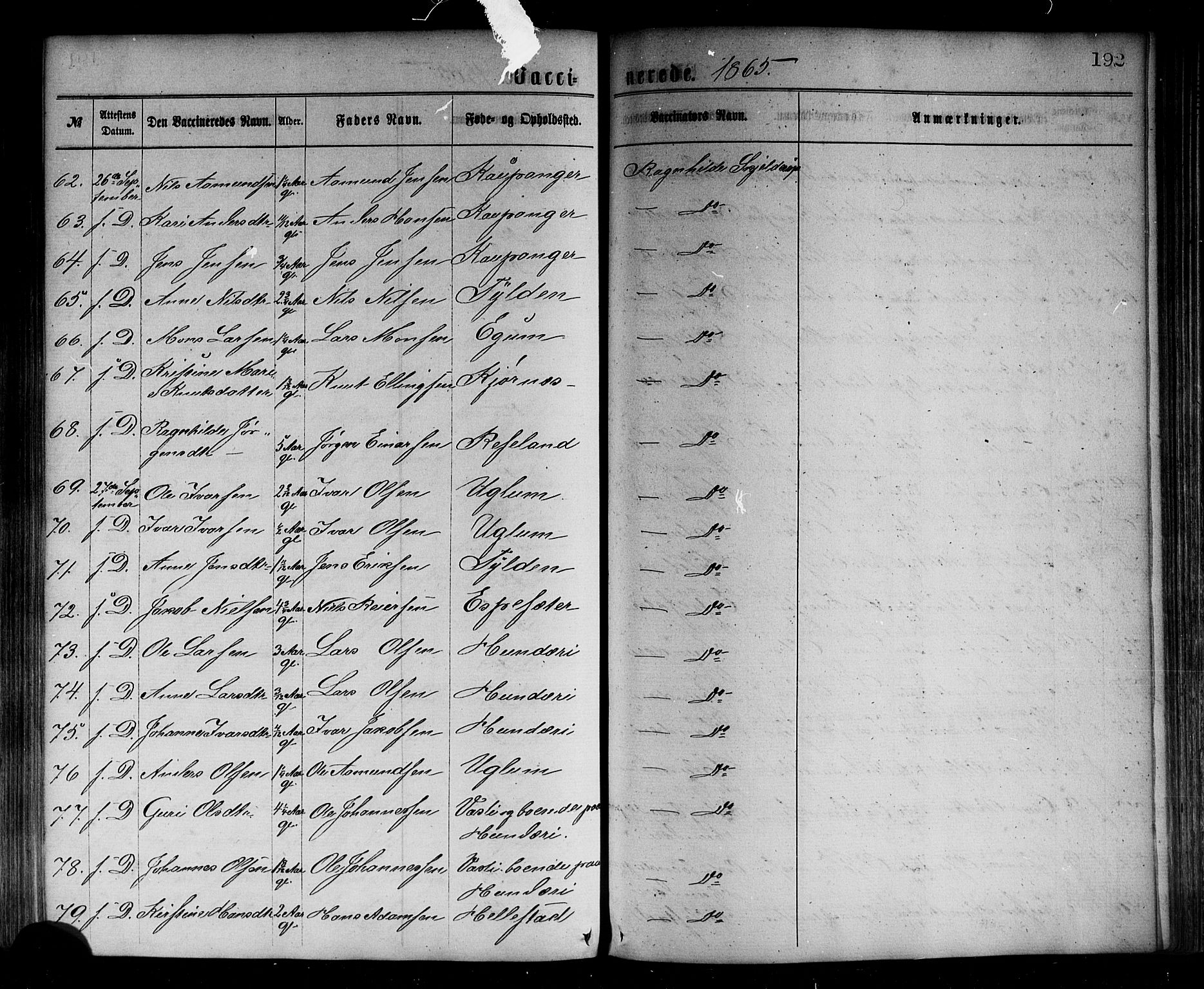 Sogndal sokneprestembete, AV/SAB-A-81301/H/Haa/Haaa/L0014: Parish register (official) no. A 14, 1864-1877, p. 192