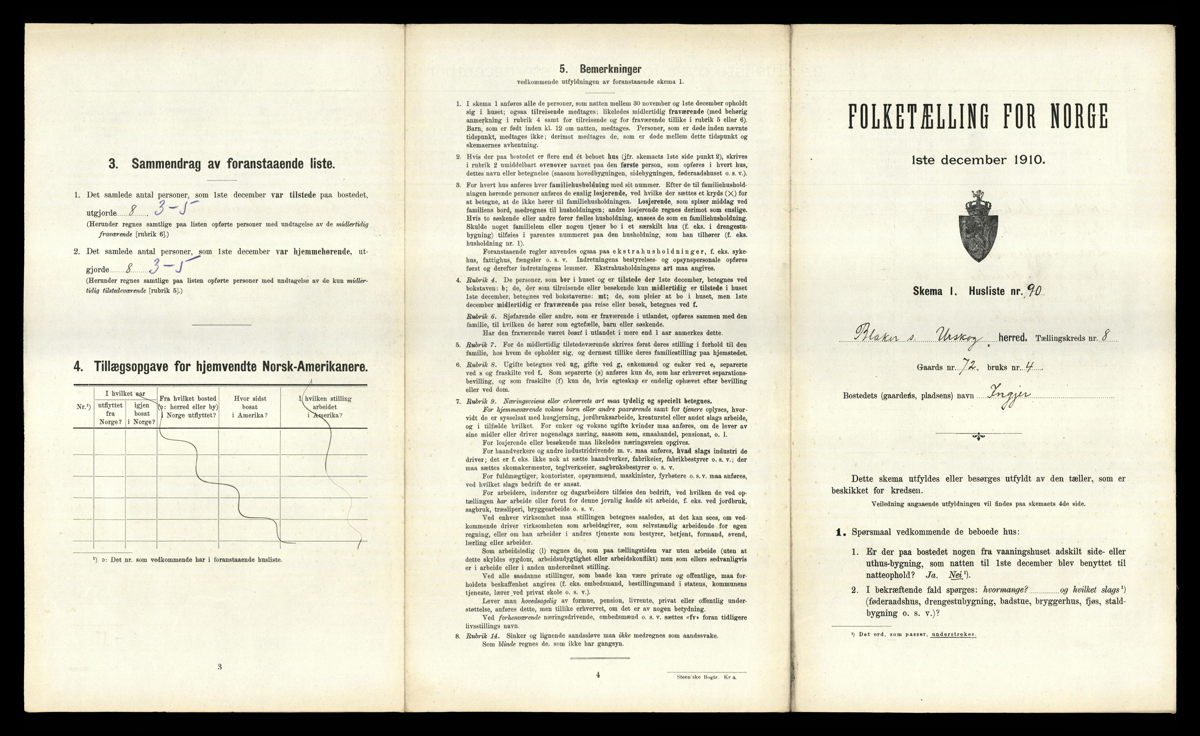 RA, 1910 census for Aurskog, 1910, p. 1487