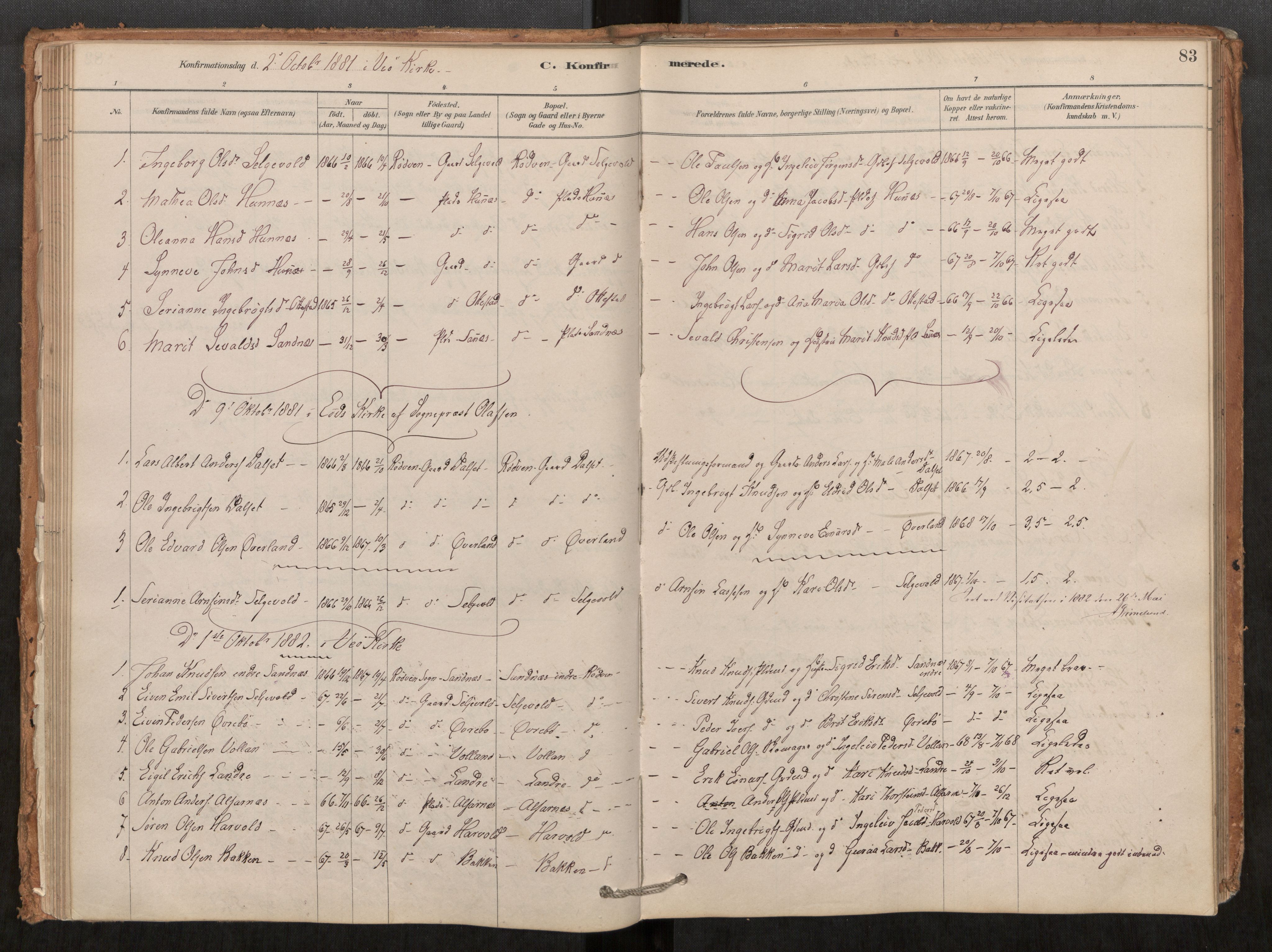 Ministerialprotokoller, klokkerbøker og fødselsregistre - Møre og Romsdal, SAT/A-1454/548/L0615: Parish register (official) no. 548A02, 1878-1906, p. 83