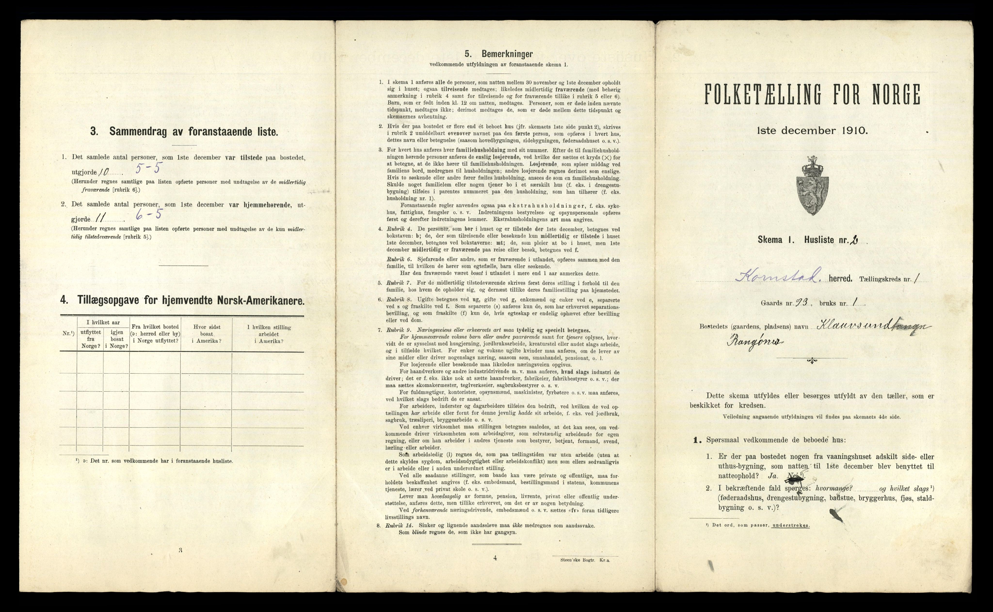 RA, 1910 census for Kornstad, 1910, p. 25