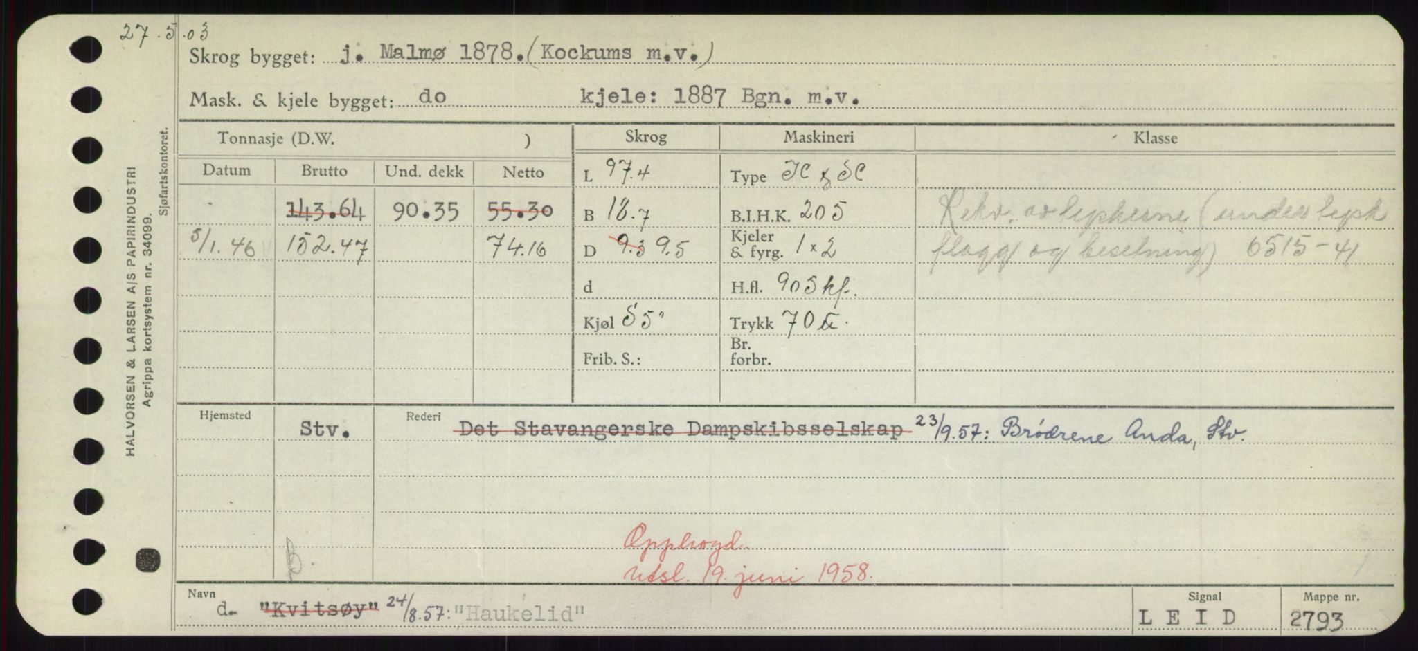 Sjøfartsdirektoratet med forløpere, Skipsmålingen, AV/RA-S-1627/H/Hd/L0014: Fartøy, H-Havl, p. 433