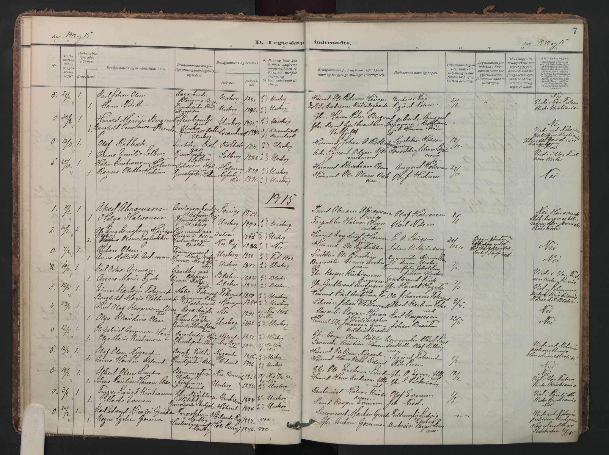 Aurskog prestekontor Kirkebøker, AV/SAO-A-10304a/F/Fa/L0016: Parish register (official) no. I 16, 1910-1934, p. 7