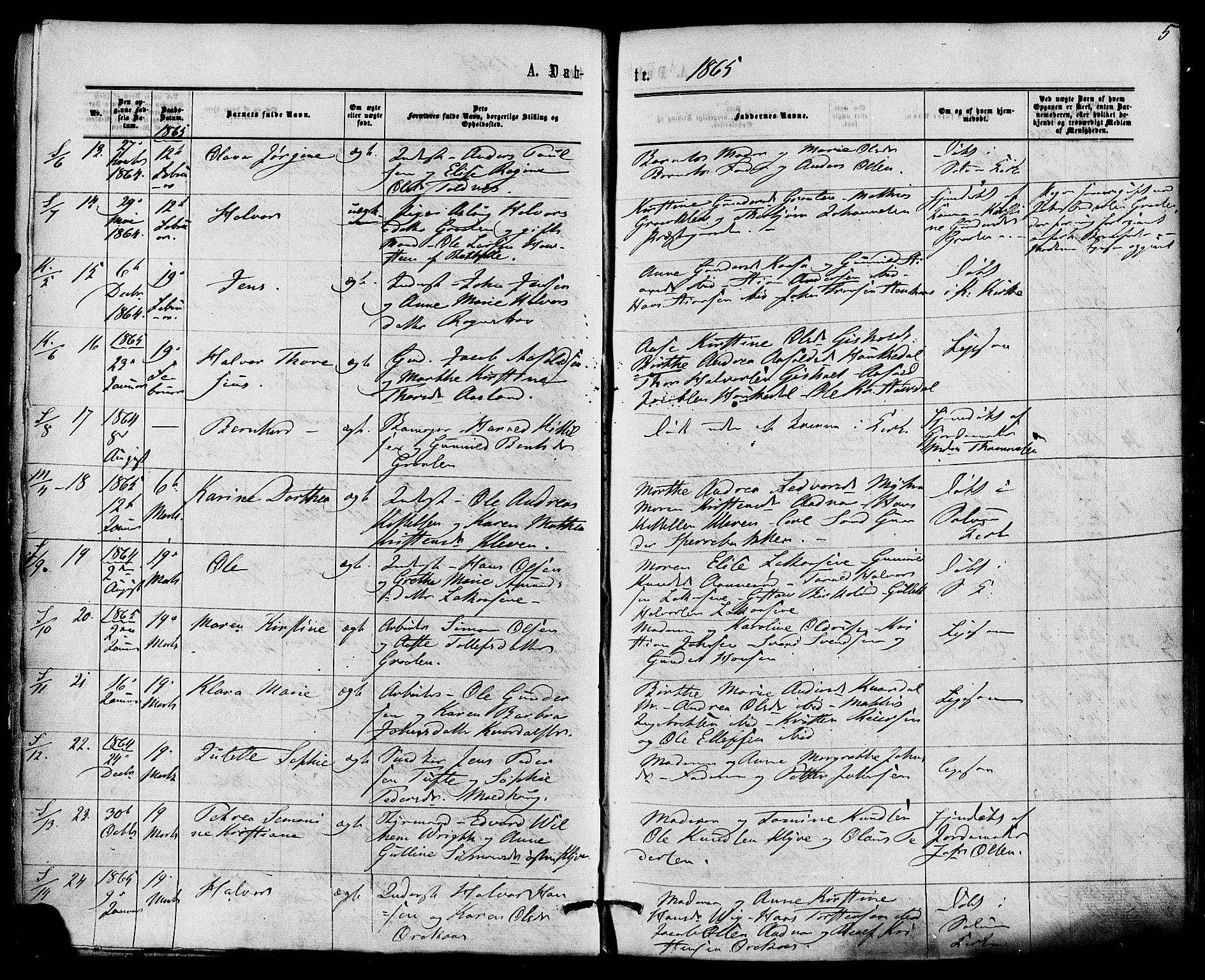Solum kirkebøker, SAKO/A-306/F/Fa/L0008: Parish register (official) no. I 8, 1865-1876, p. 5