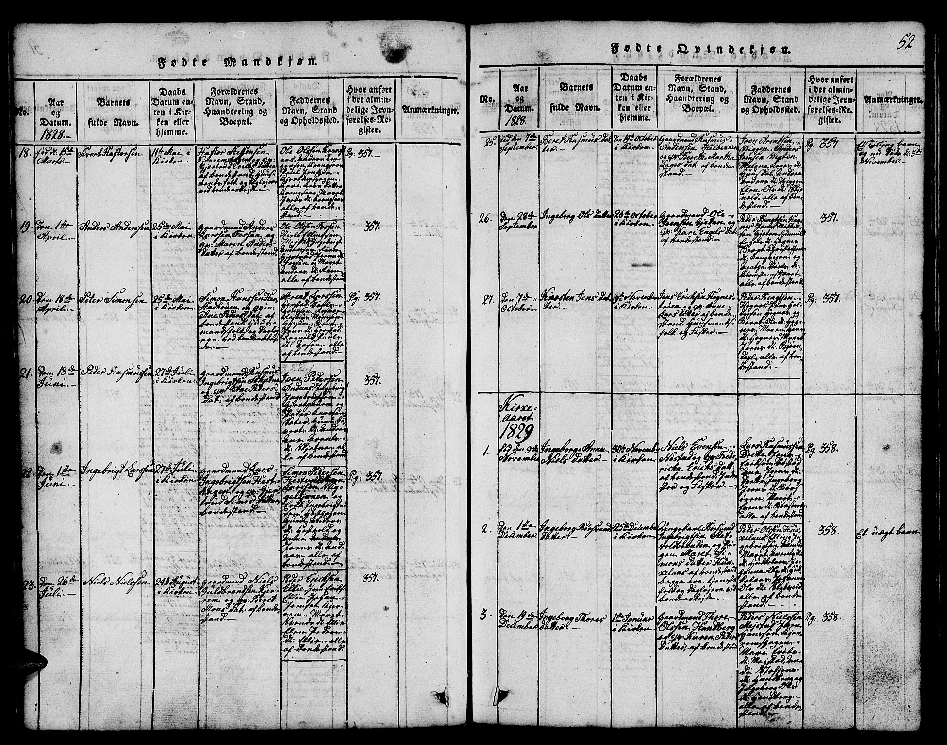 Ministerialprotokoller, klokkerbøker og fødselsregistre - Sør-Trøndelag, SAT/A-1456/665/L0776: Parish register (copy) no. 665C01, 1817-1837, p. 52