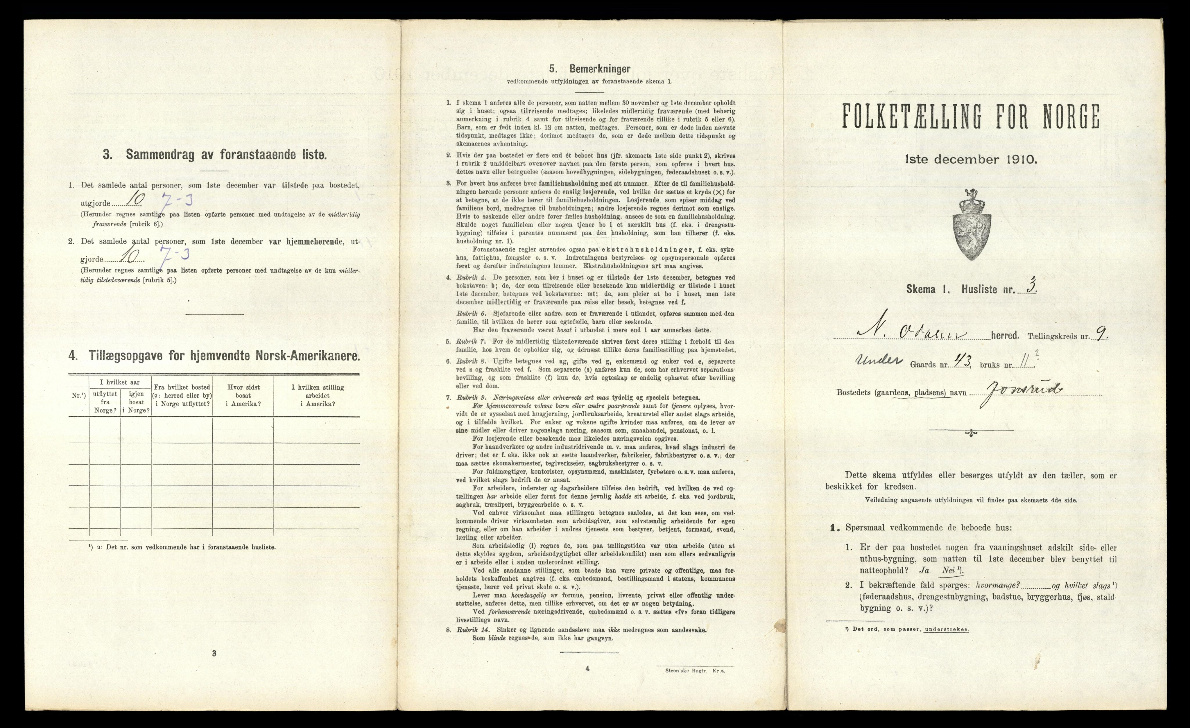 RA, 1910 census for Nord-Odal, 1910, p. 995