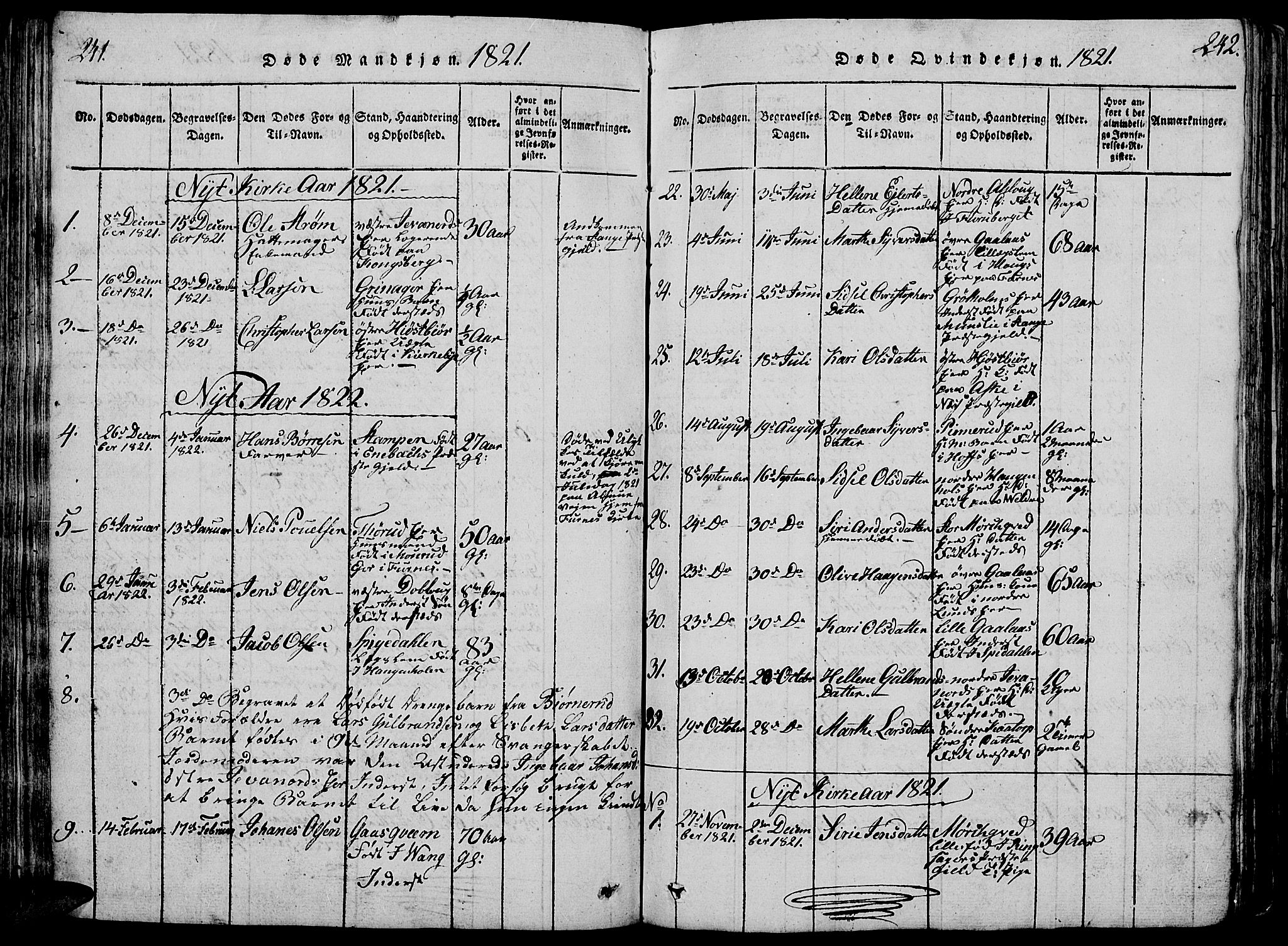 Vang prestekontor, Hedmark, SAH/PREST-008/H/Ha/Hab/L0005: Parish register (copy) no. 5, 1815-1836, p. 241-242