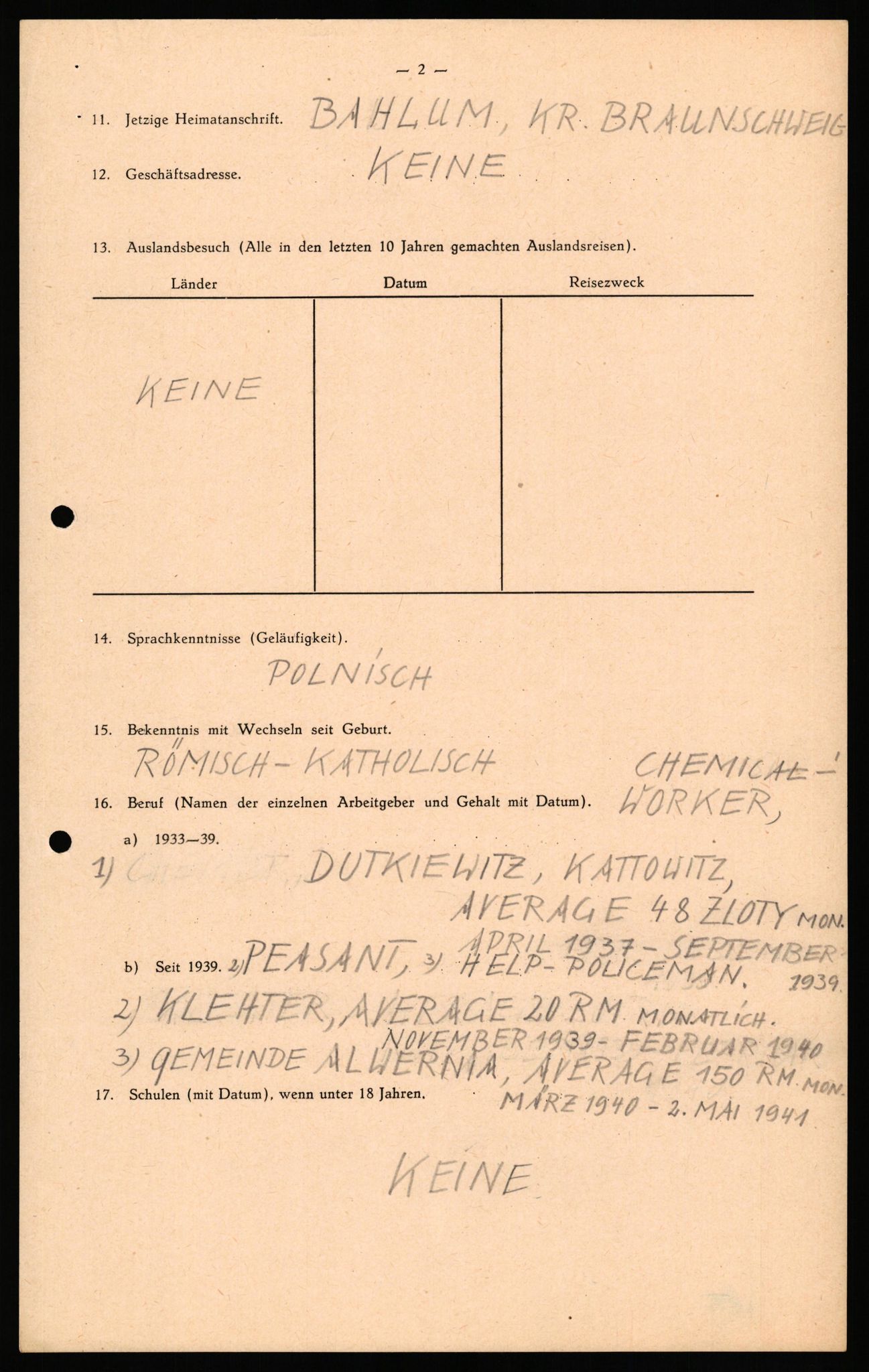 Forsvaret, Forsvarets overkommando II, AV/RA-RAFA-3915/D/Db/L0041: CI Questionaires.  Diverse nasjonaliteter., 1945-1946, p. 65