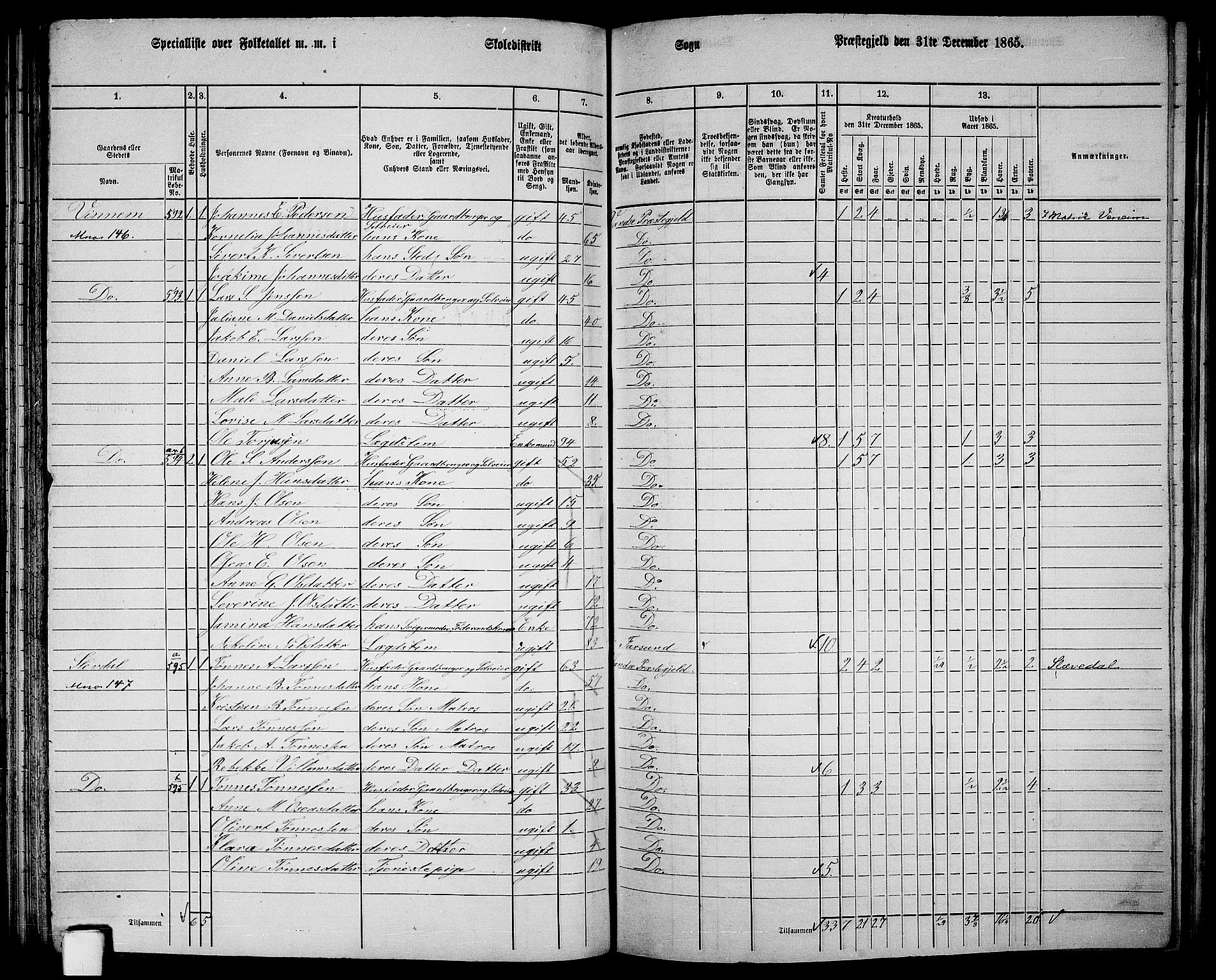 RA, 1865 census for Vanse/Vanse og Farsund, 1865, p. 137