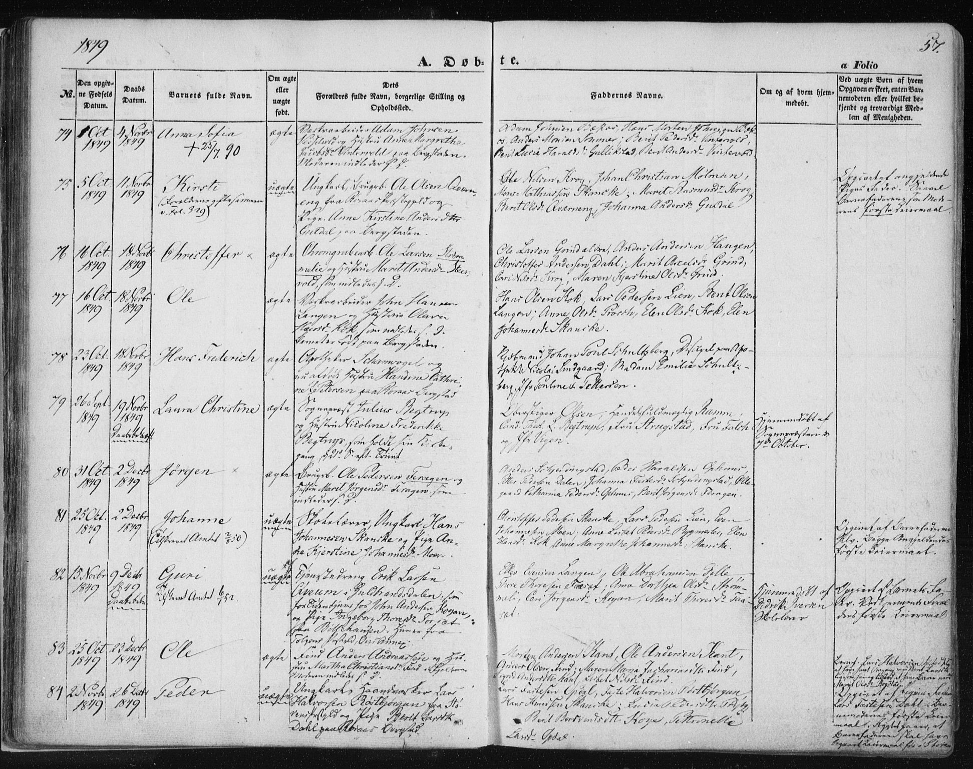 Ministerialprotokoller, klokkerbøker og fødselsregistre - Sør-Trøndelag, SAT/A-1456/681/L0931: Parish register (official) no. 681A09, 1845-1859, p. 57