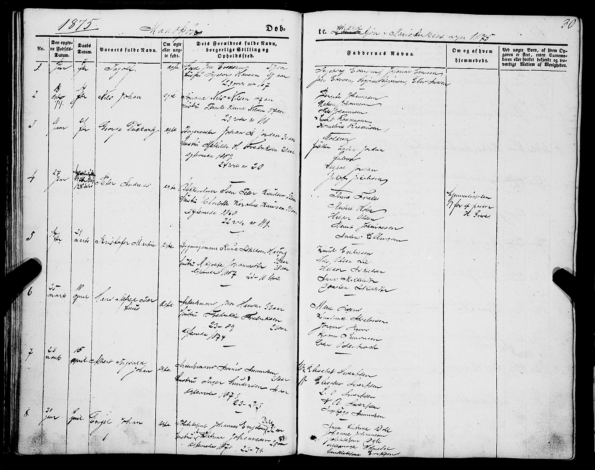 Mariakirken Sokneprestembete, AV/SAB-A-76901/H/Haa/L0006: Parish register (official) no. A 6, 1846-1877, p. 30