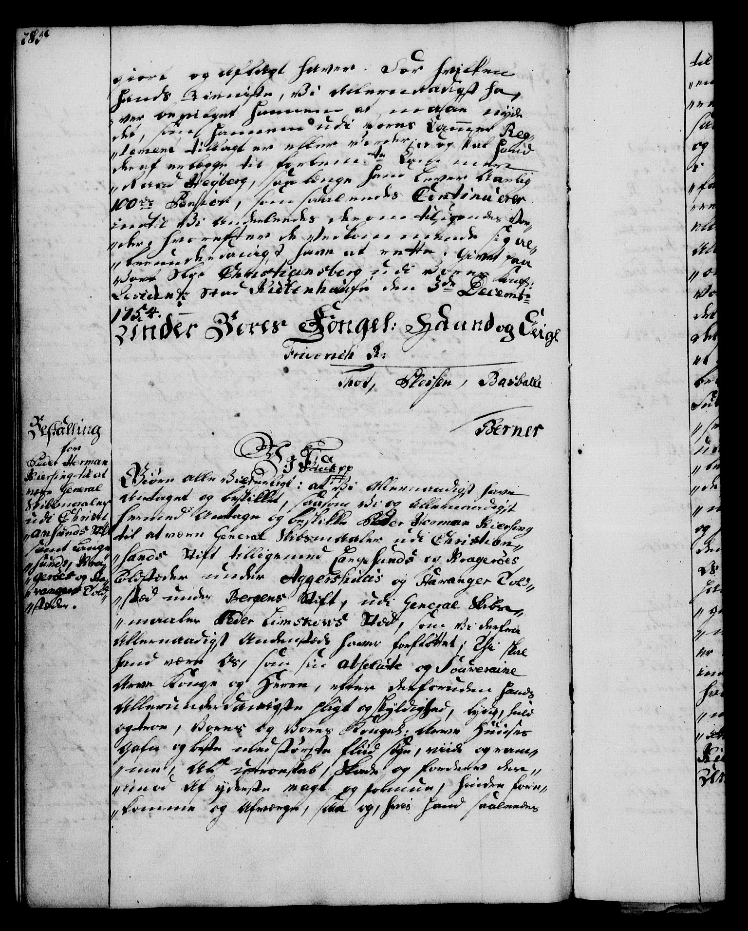 Rentekammeret, Kammerkanselliet, RA/EA-3111/G/Gg/Gge/L0003: Norsk bestallingsprotokoll med register (merket RK 53.27), 1745-1761, p. 285