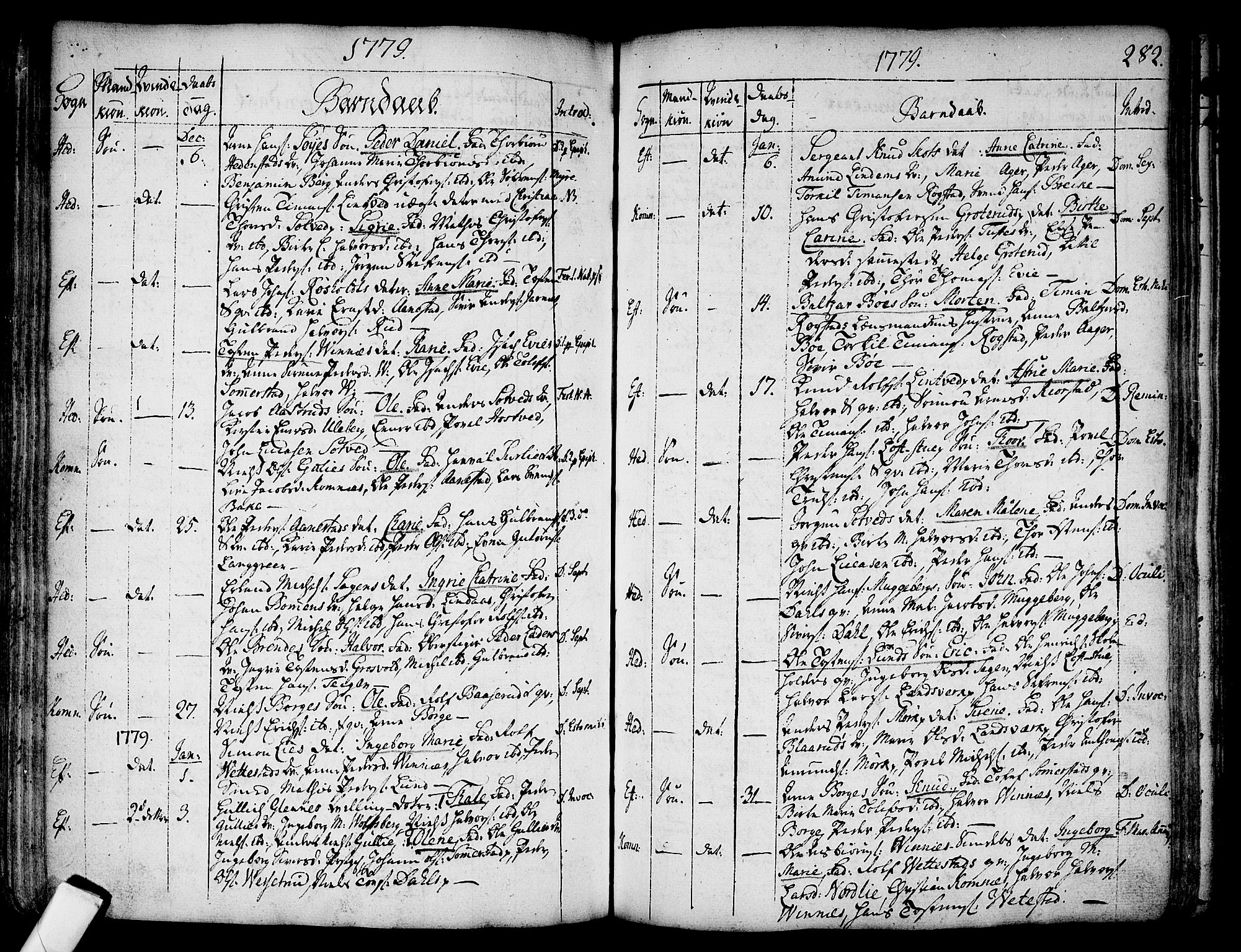 Sandsvær kirkebøker, AV/SAKO-A-244/F/Fa/L0002a: Parish register (official) no. I 2, 1725-1809, p. 282