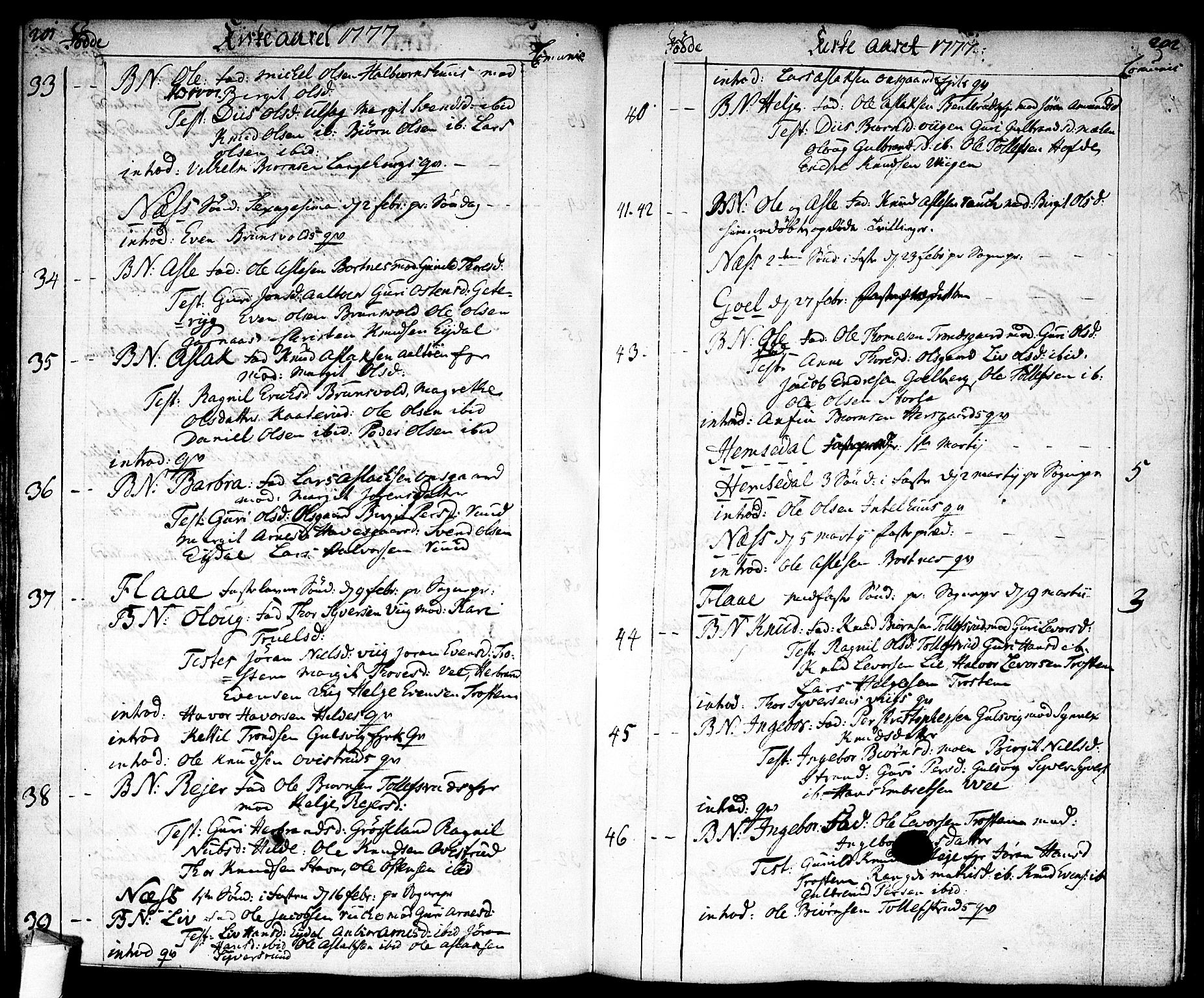 Nes kirkebøker, SAKO/A-236/F/Fa/L0004: Parish register (official) no. 4, 1764-1786, p. 201-202