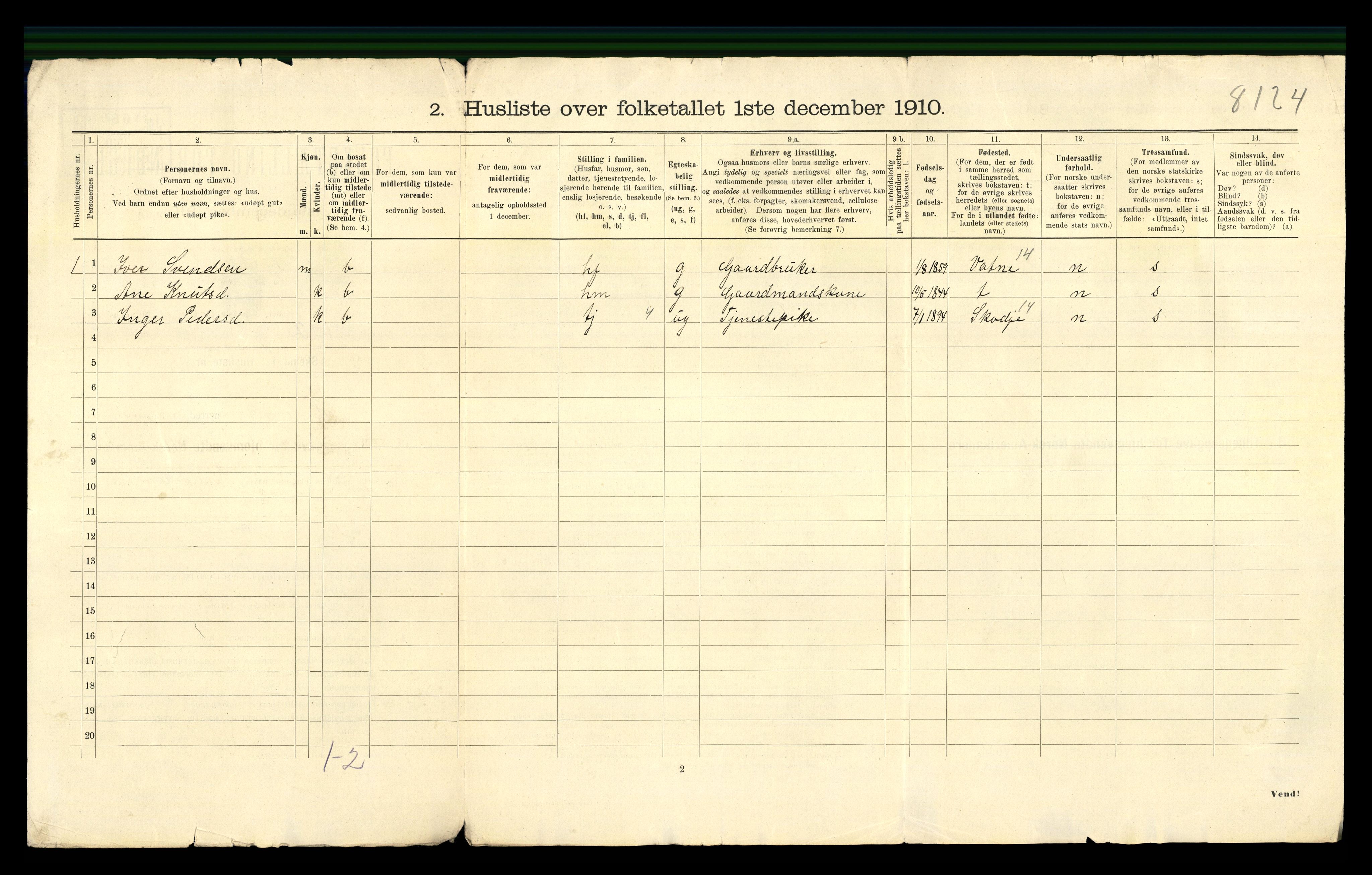 RA, 1910 census for Haram, 1910, p. 28