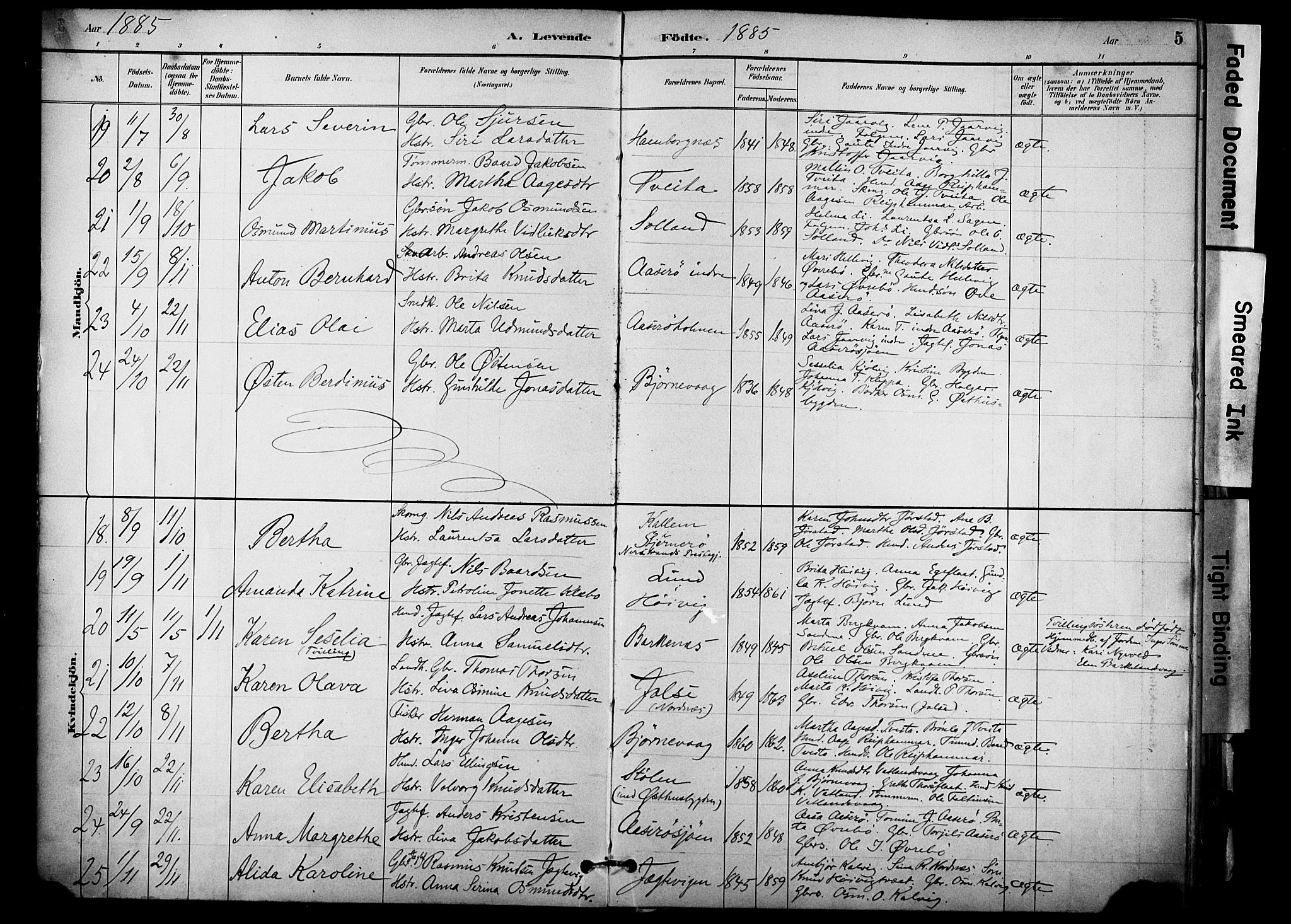 Jelsa sokneprestkontor, AV/SAST-A-101842/01/IV: Parish register (official) no. A 10, 1884-1906, p. 5