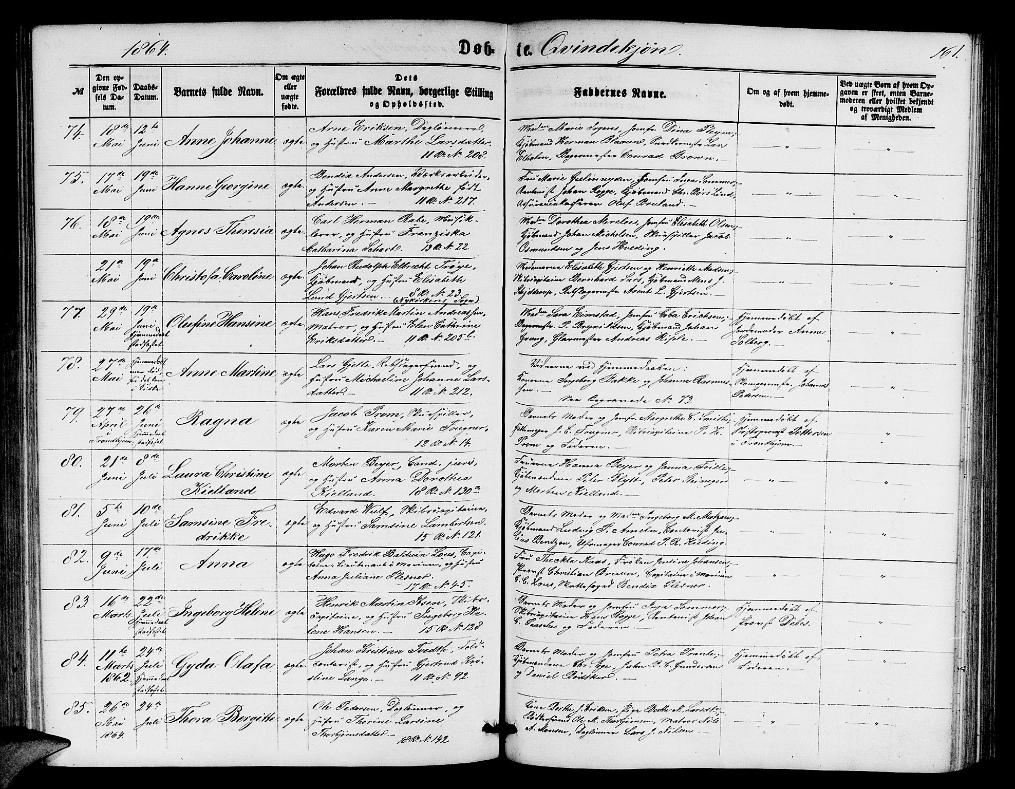 Domkirken sokneprestembete, AV/SAB-A-74801/H/Hab/L0012: Parish register (copy) no. B 5, 1862-1869, p. 161