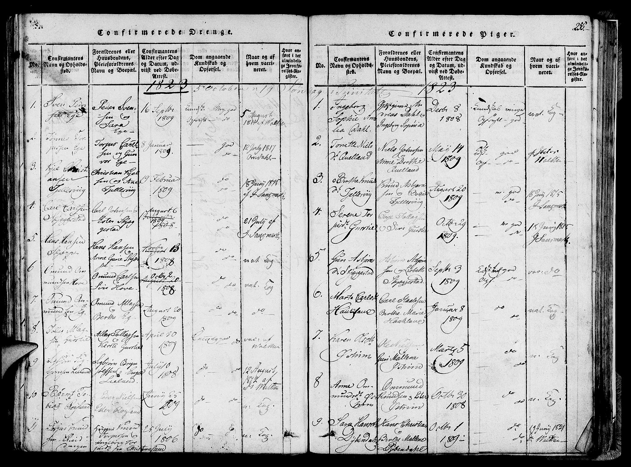 Lund sokneprestkontor, AV/SAST-A-101809/S06/L0005: Parish register (official) no. A 5, 1815-1833, p. 255