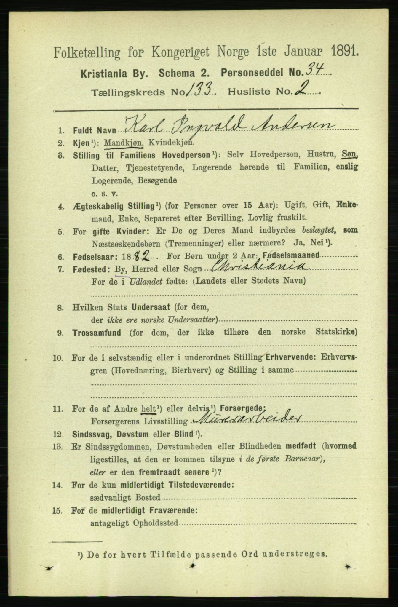 RA, 1891 census for 0301 Kristiania, 1891, p. 72487