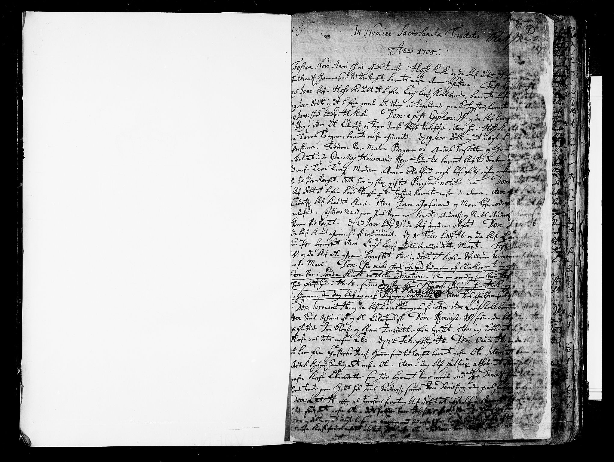 Hof kirkebøker, AV/SAKO-A-64/F/Fa/L0001: Parish register (official) no. I 1, 1704-1745, p. 1